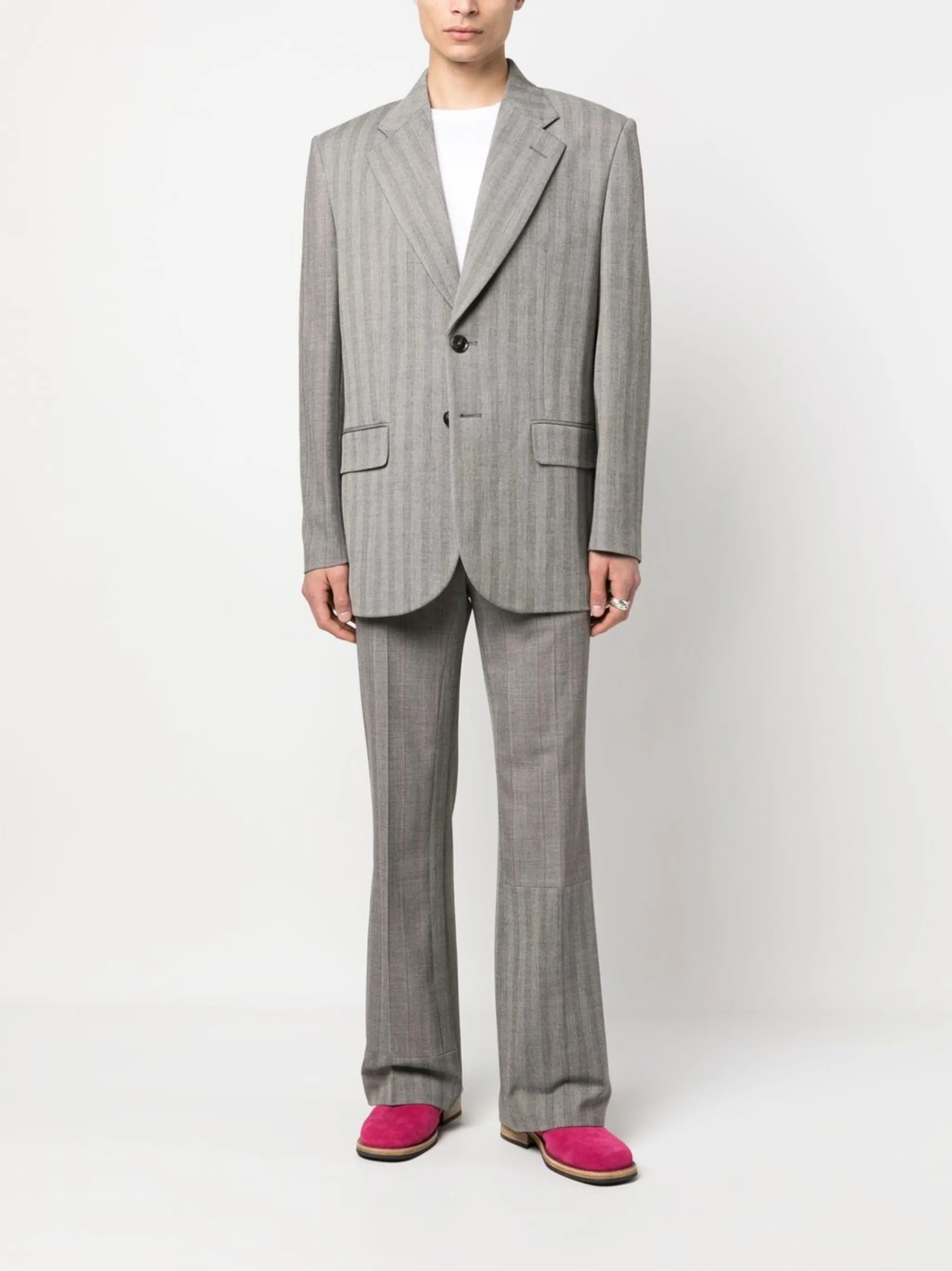 striped notched-lapel blazer