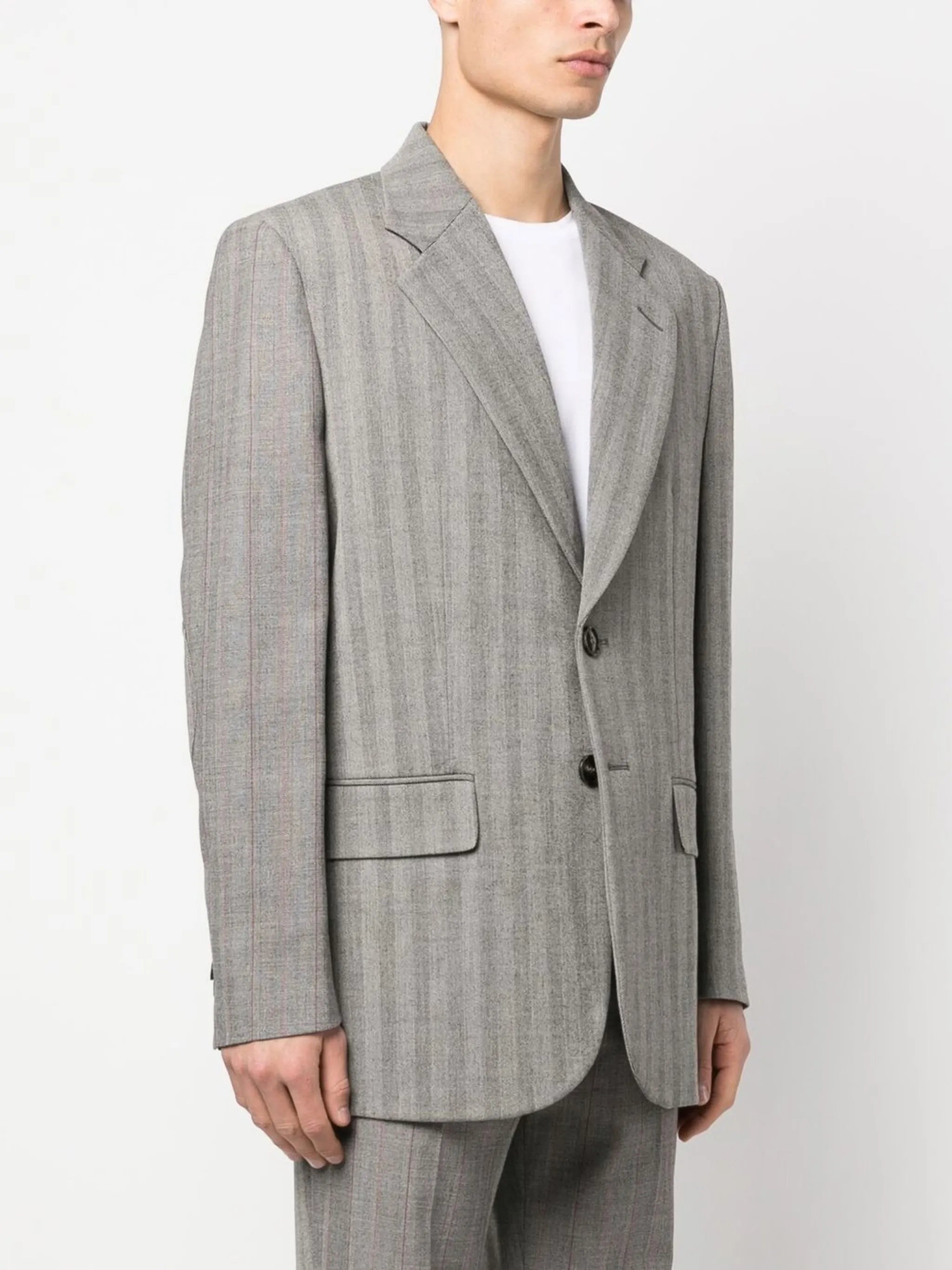 striped notched-lapel blazer