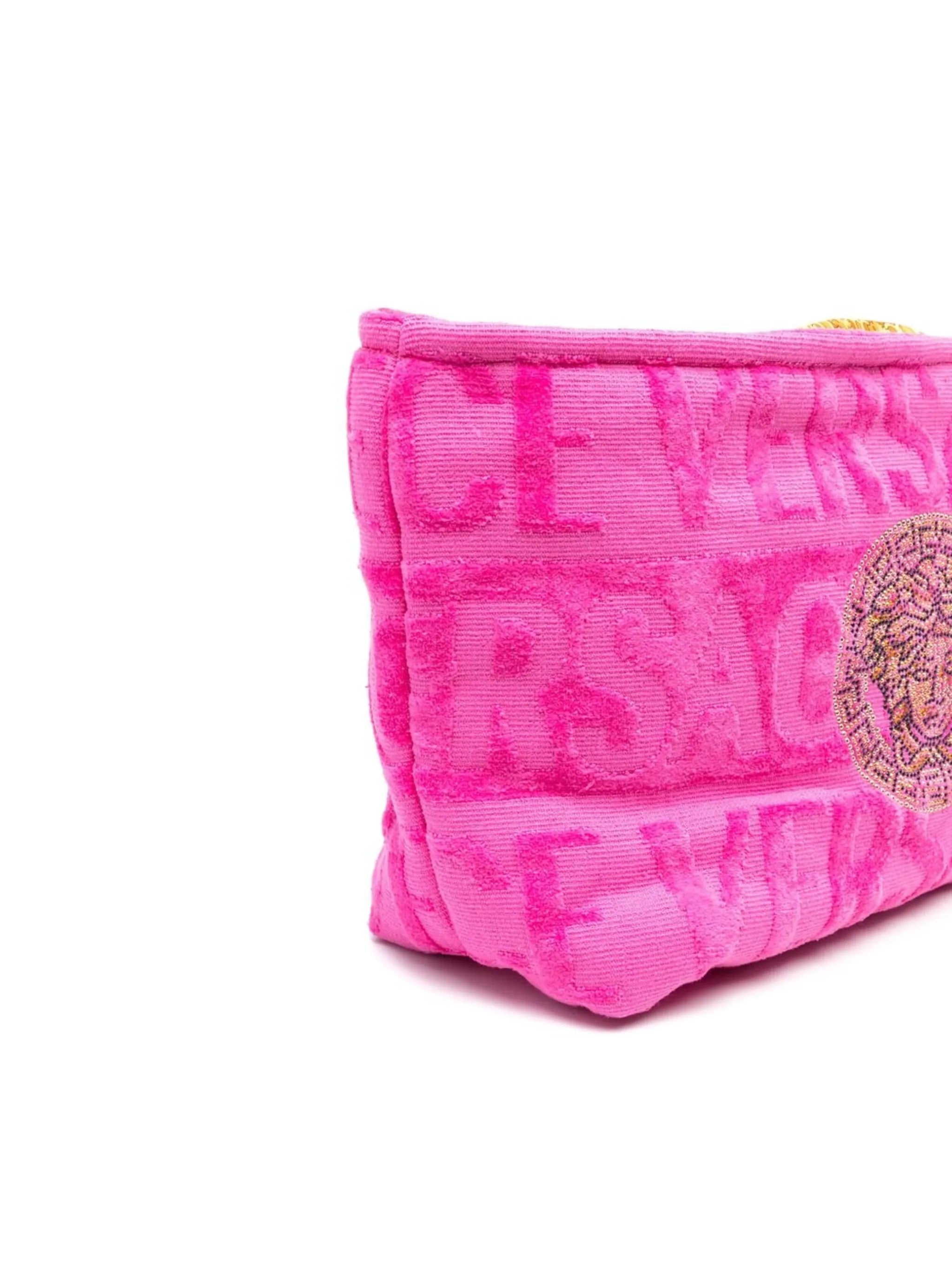 flocked-logo wash bag