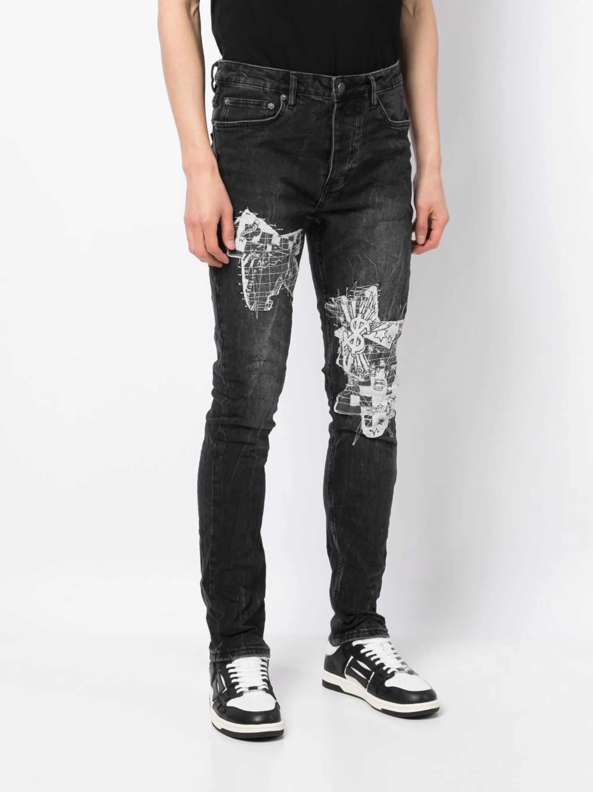 graphic-print skinny jeans
