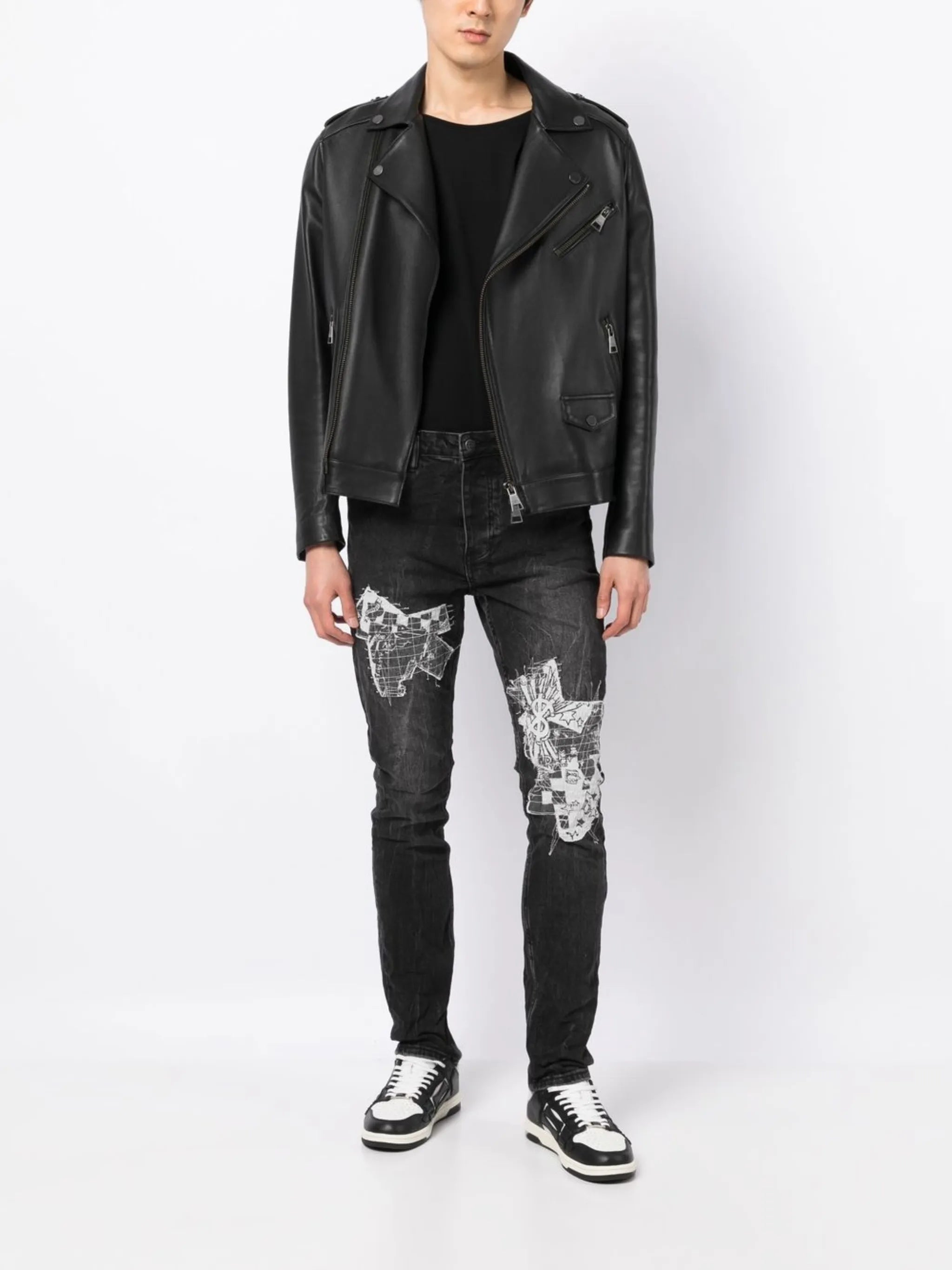 graphic-print skinny jeans