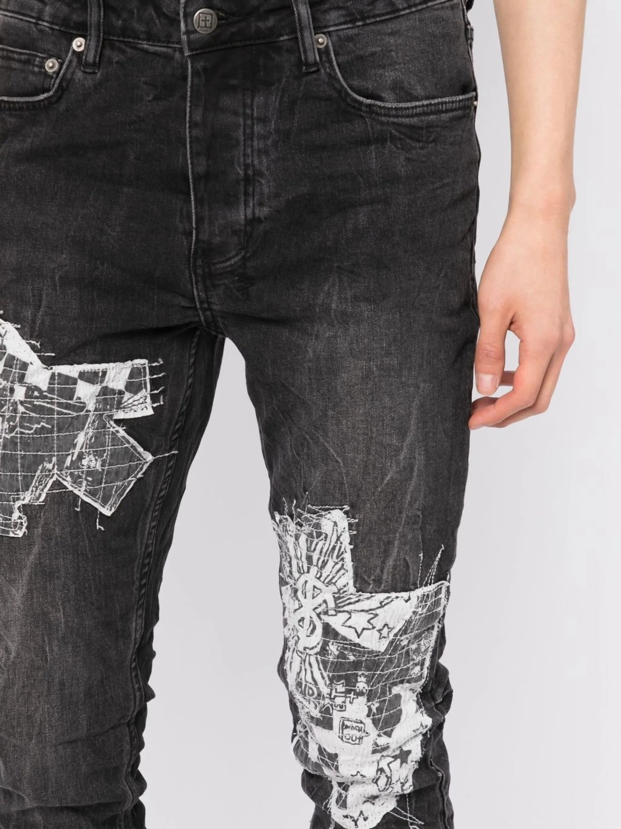 graphic-print skinny jeans