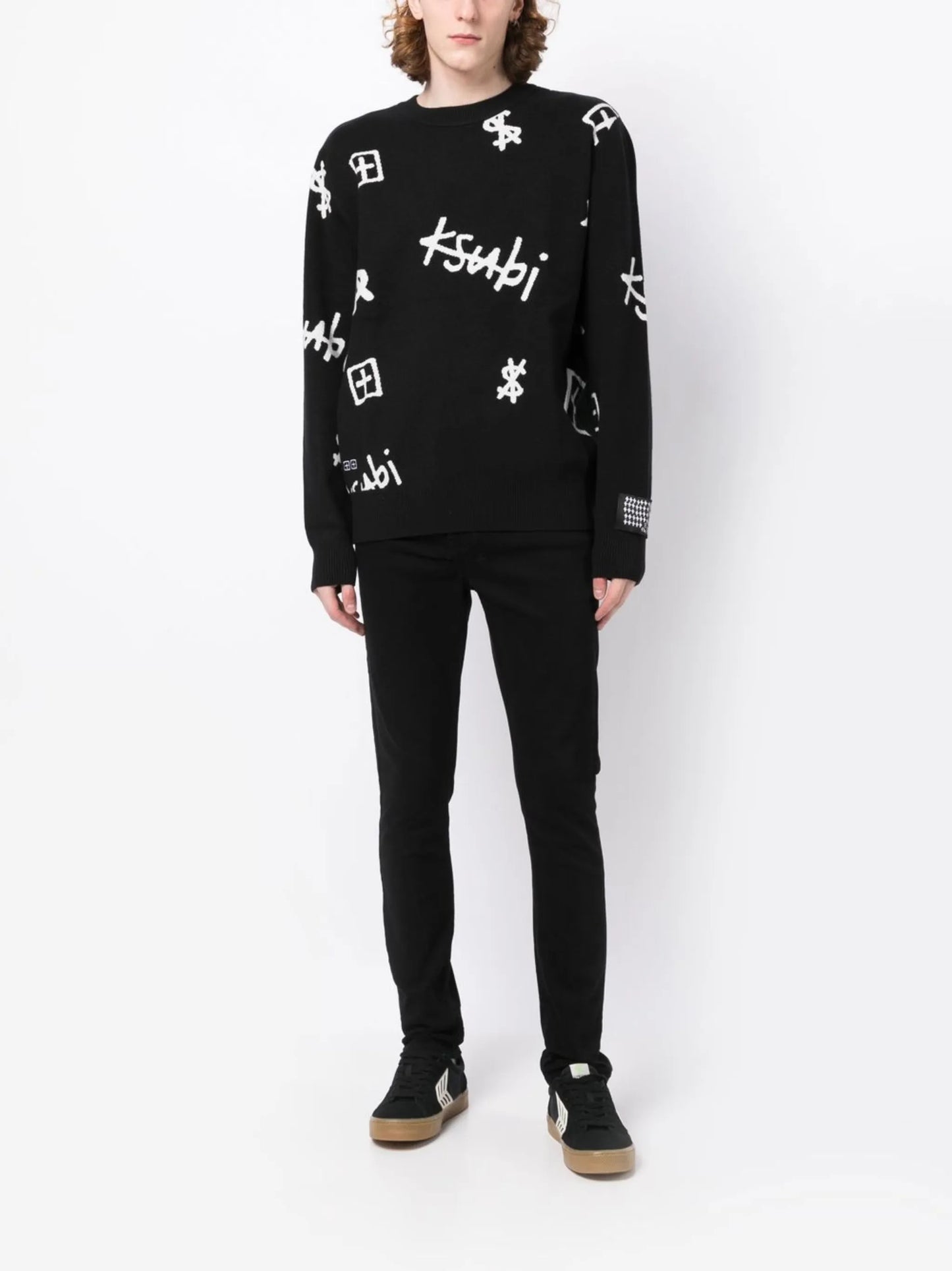 logo-print crew neck jumper