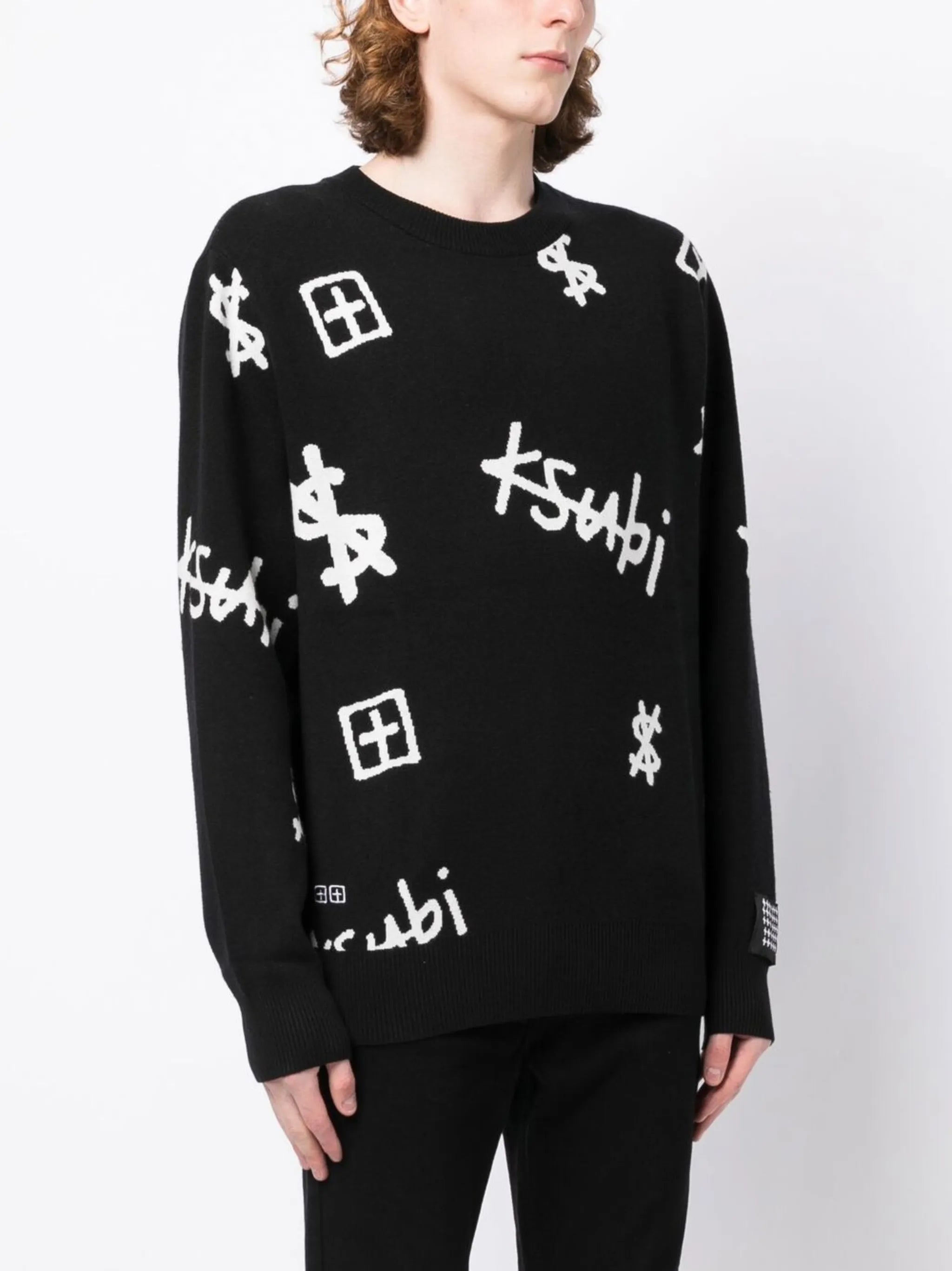 logo-print crew neck jumper