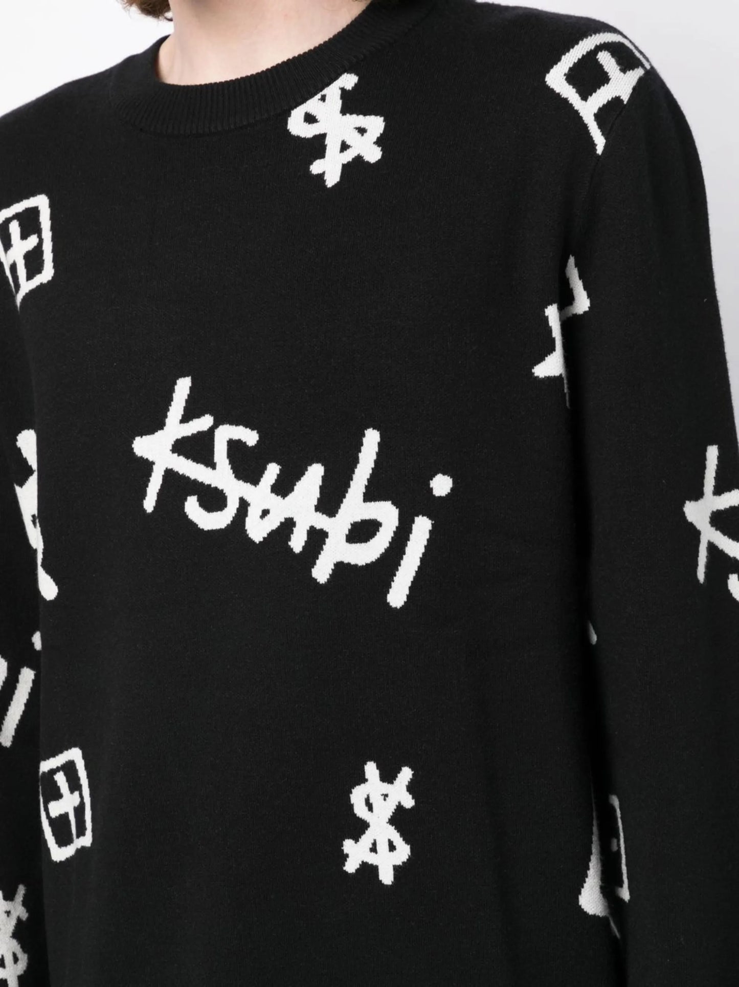 logo-print crew neck jumper