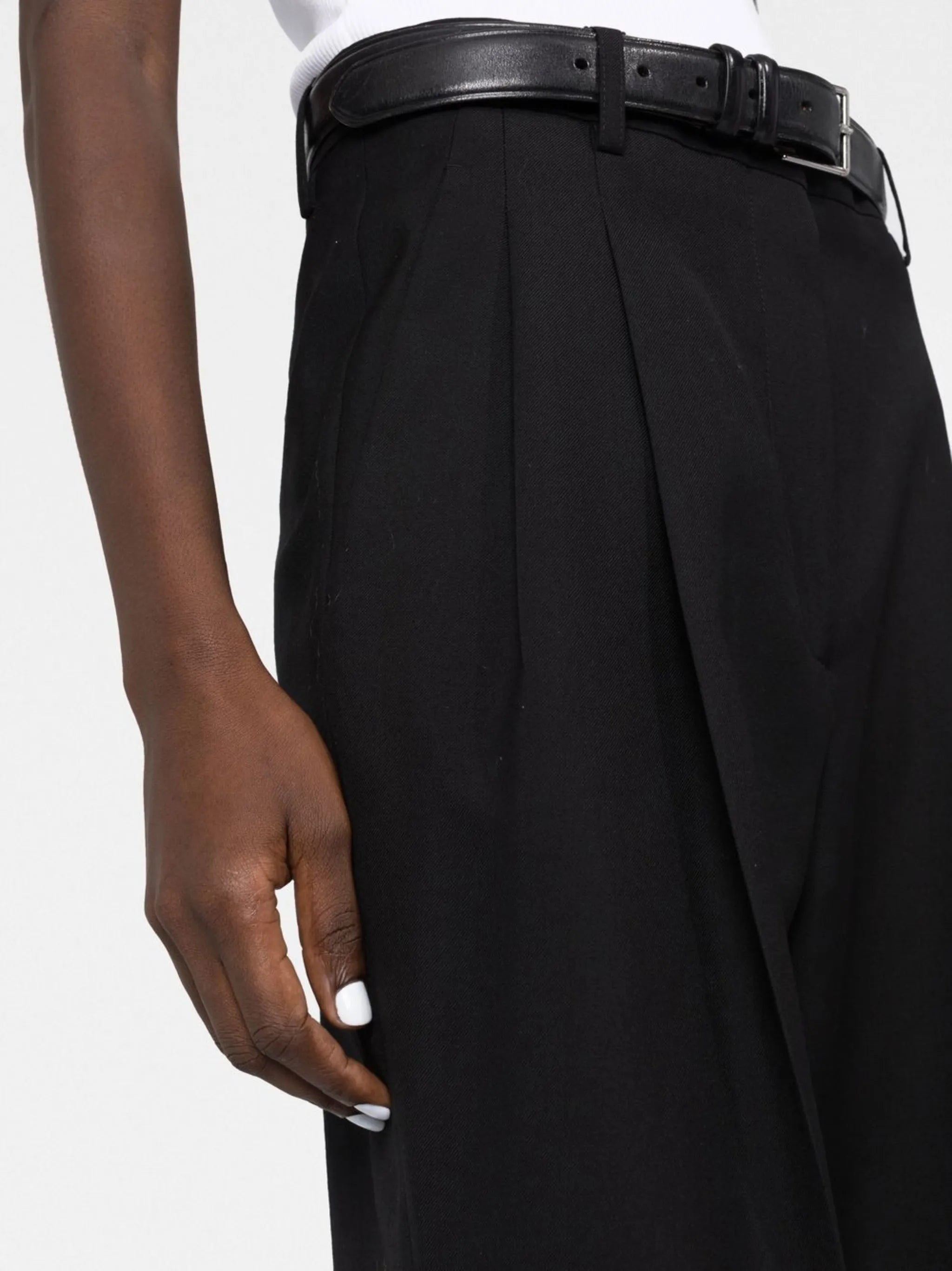 pleated wide-leg wool trousers