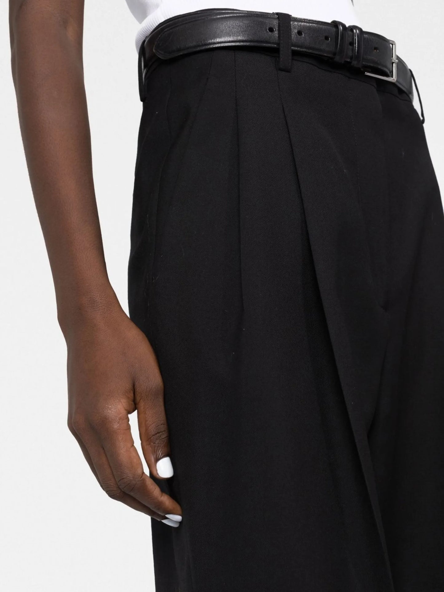 pleated wide-leg wool trousers
