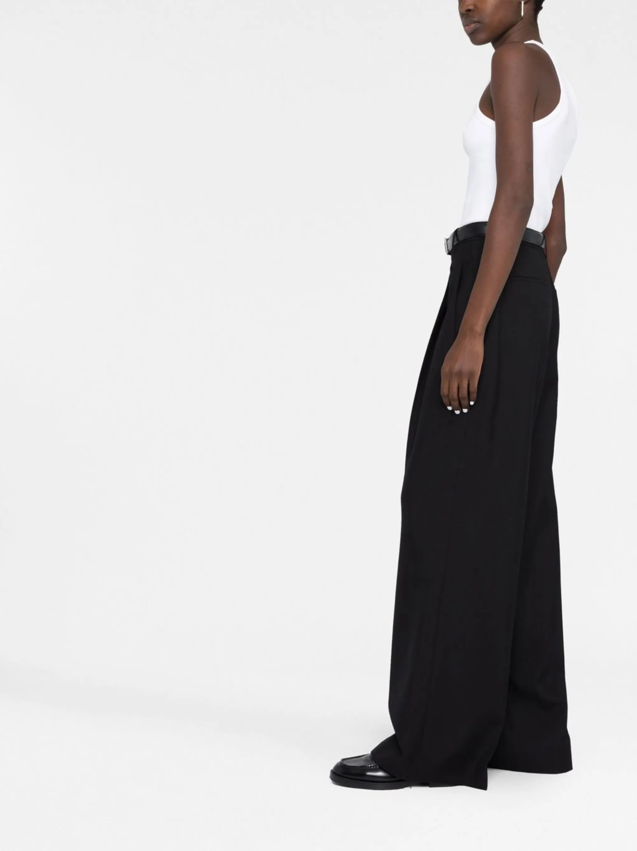 pleated wide-leg wool trousers