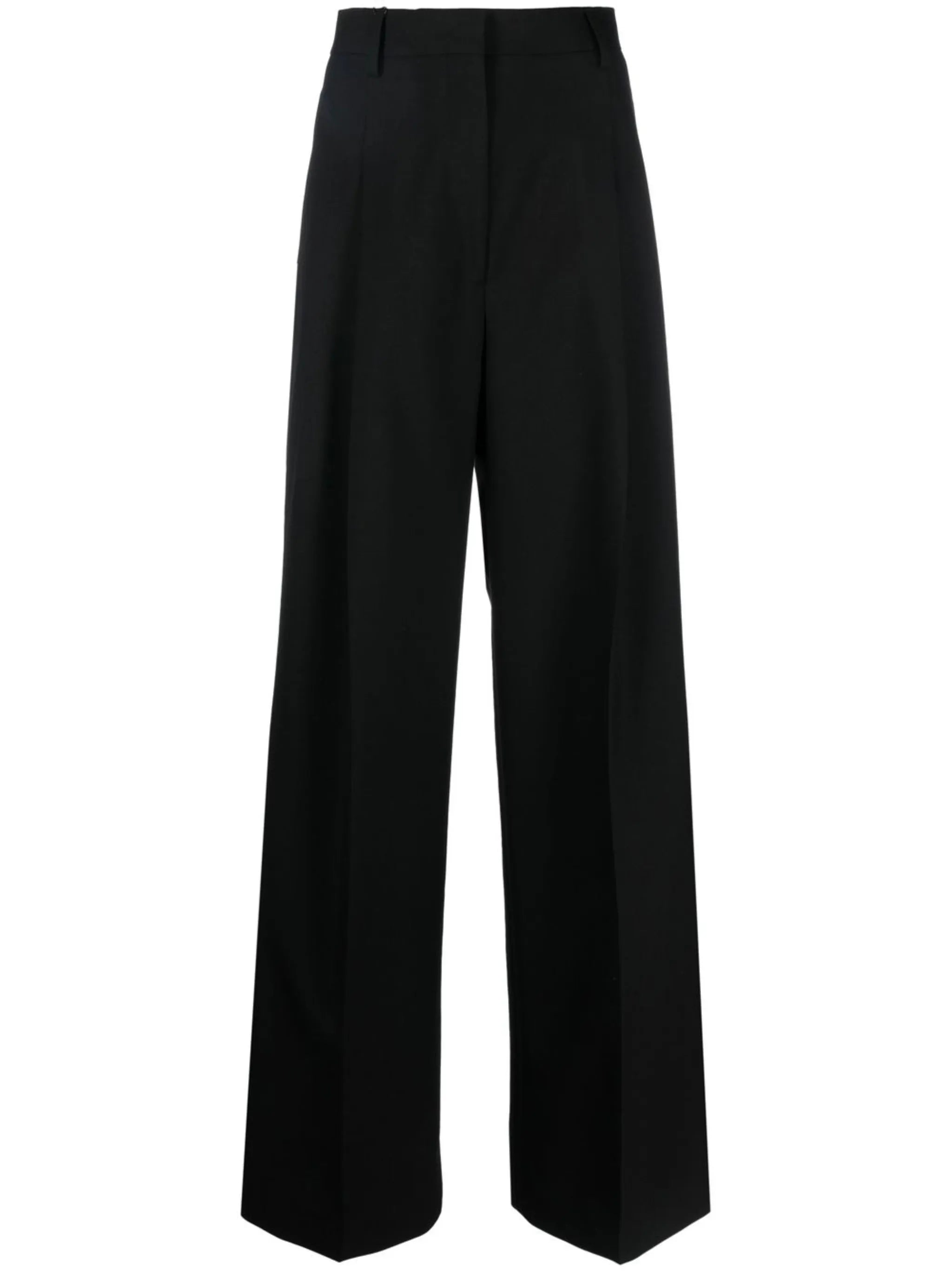 pleated wide-leg wool trousers