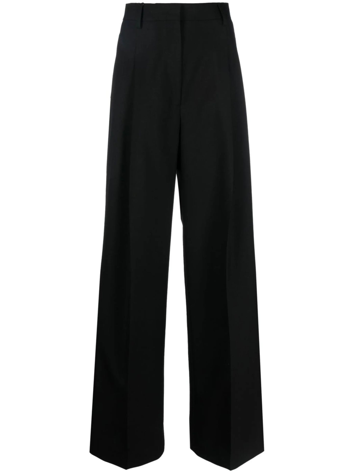pleated wide-leg wool trousers