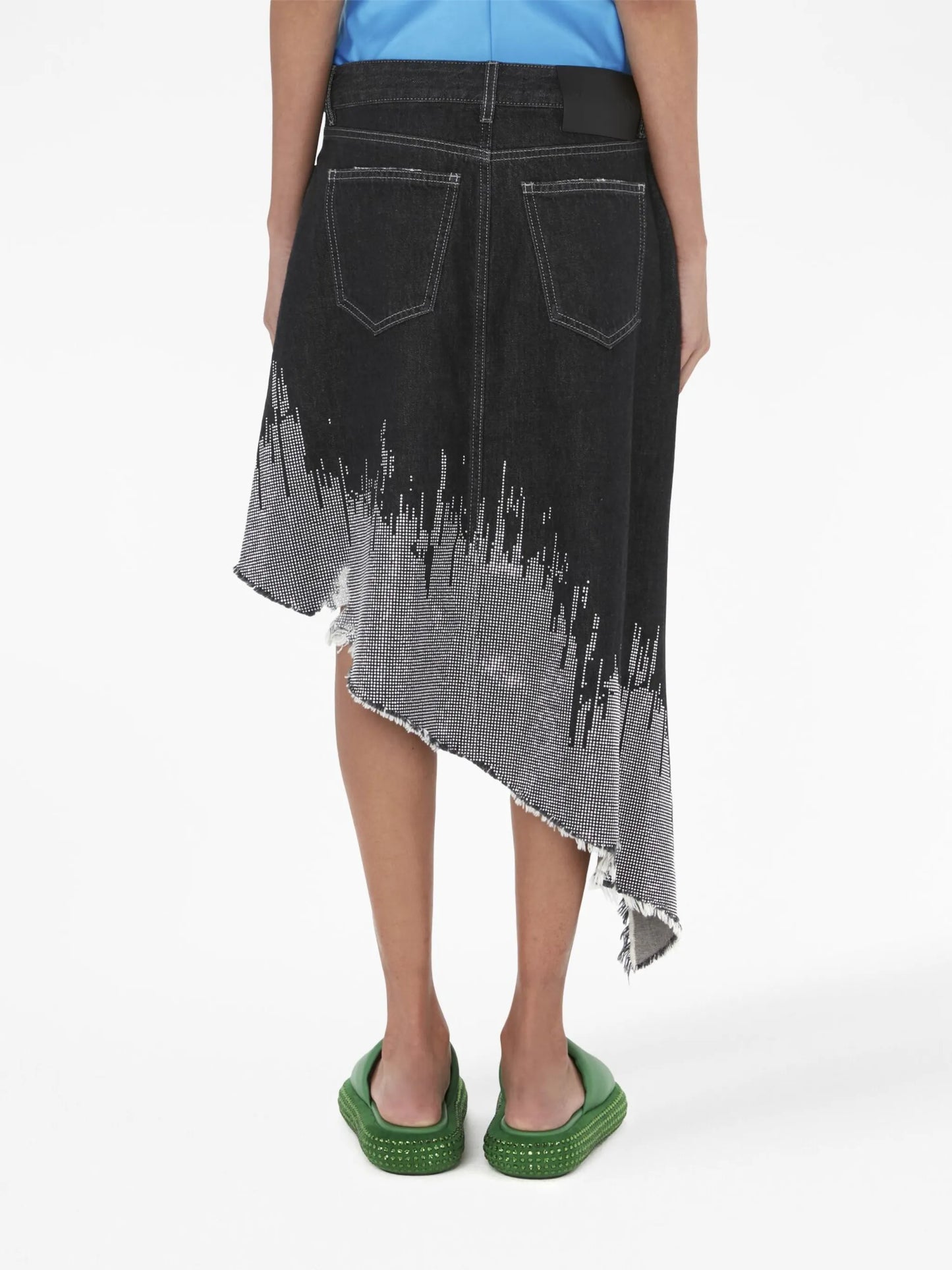 studded asymmetric denim skirt