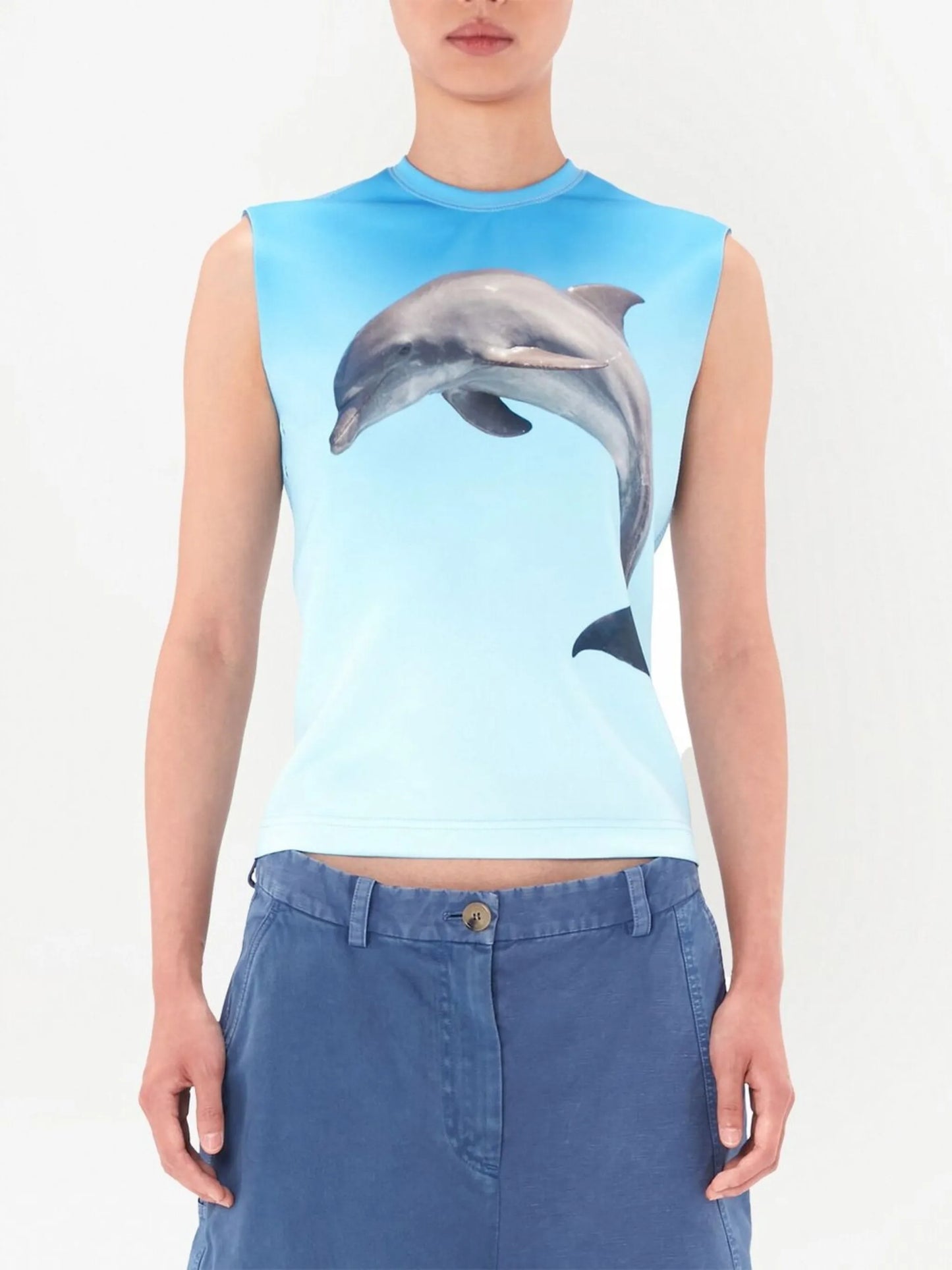 graphic-print sleeveless top