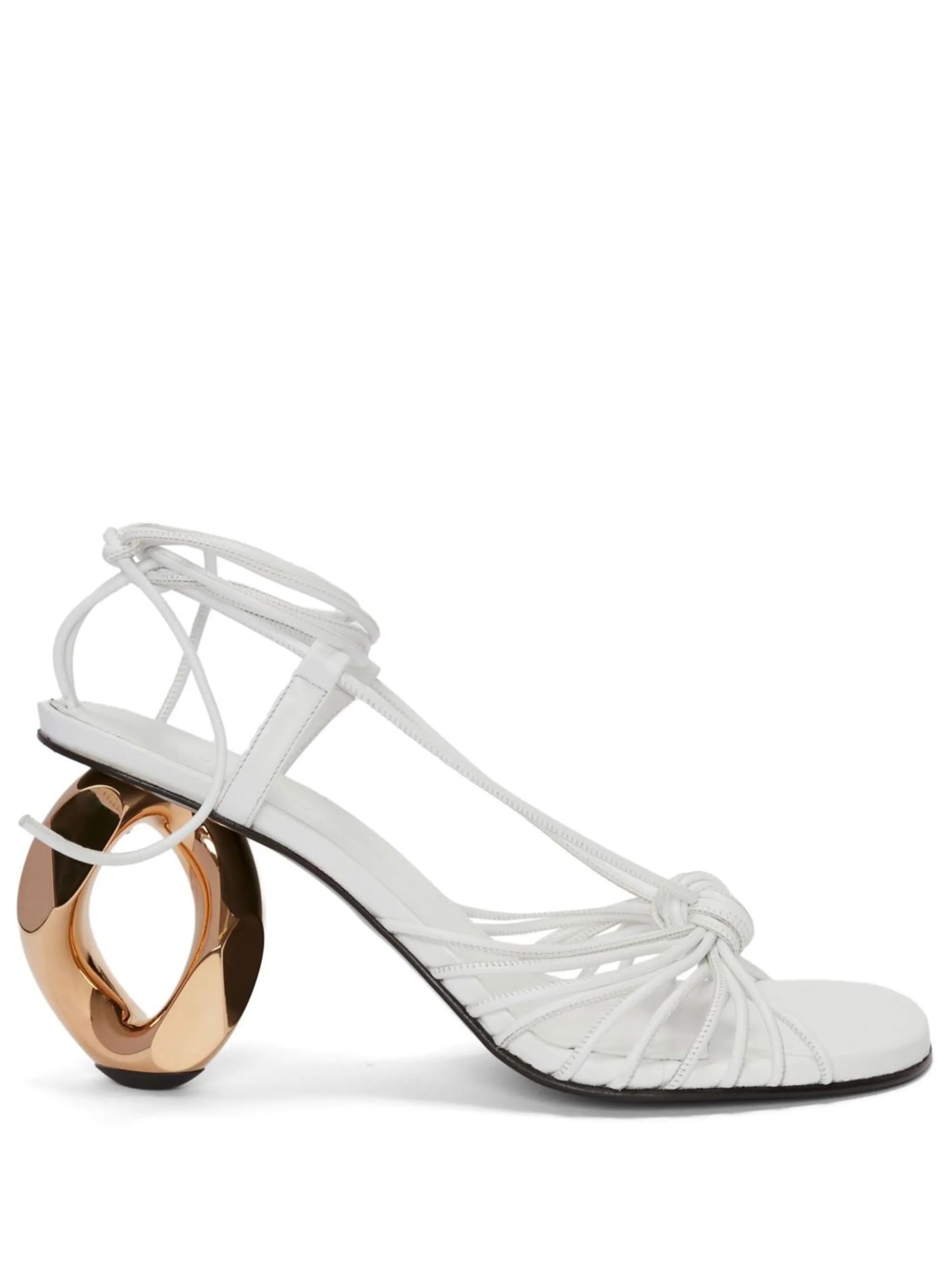 chain-heel leather sandals
