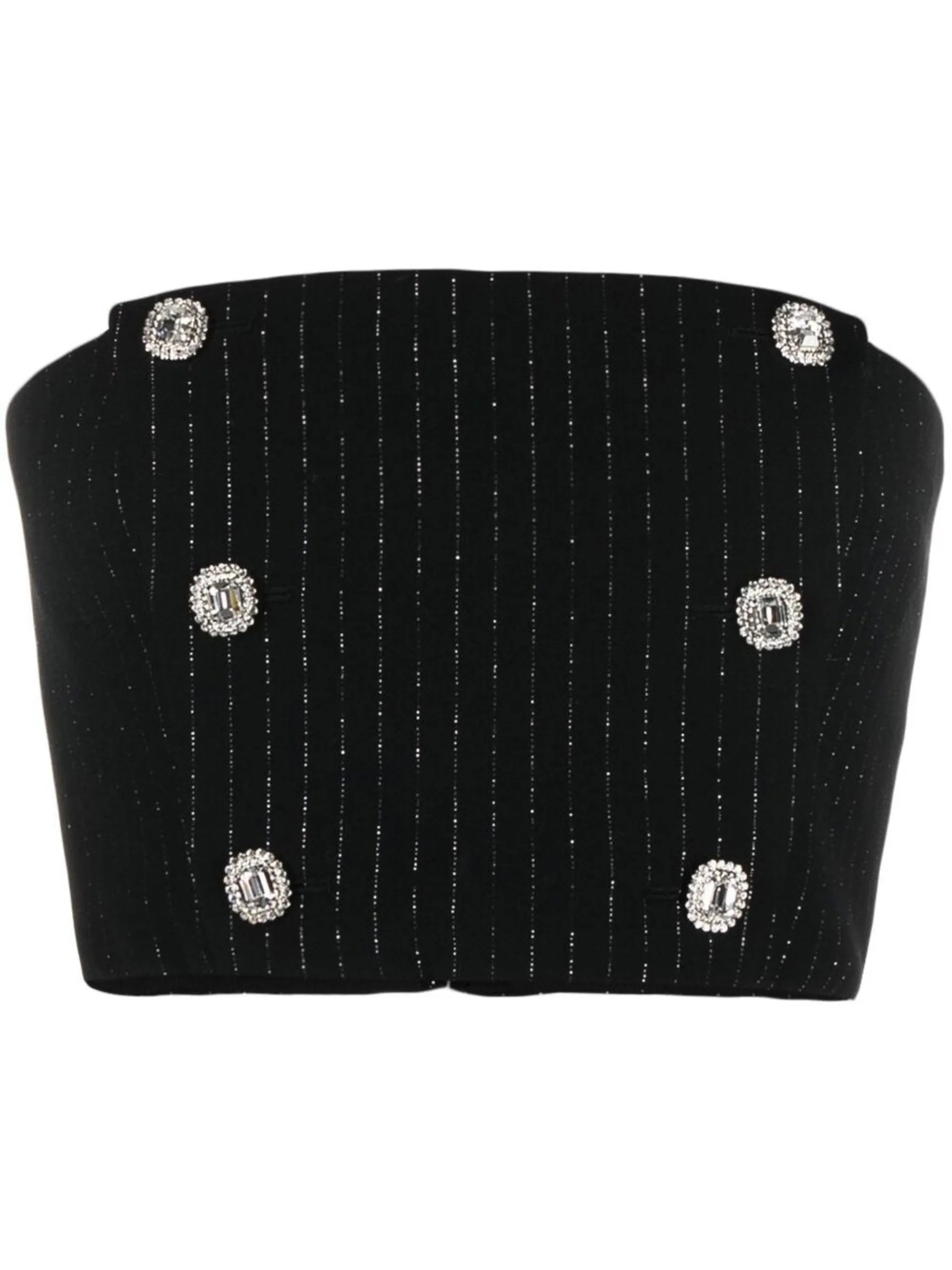 pinstripe crystal-embellished crop top