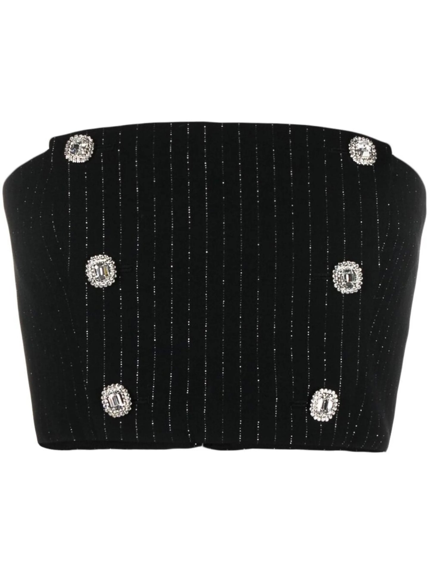 pinstripe crystal-embellished crop top