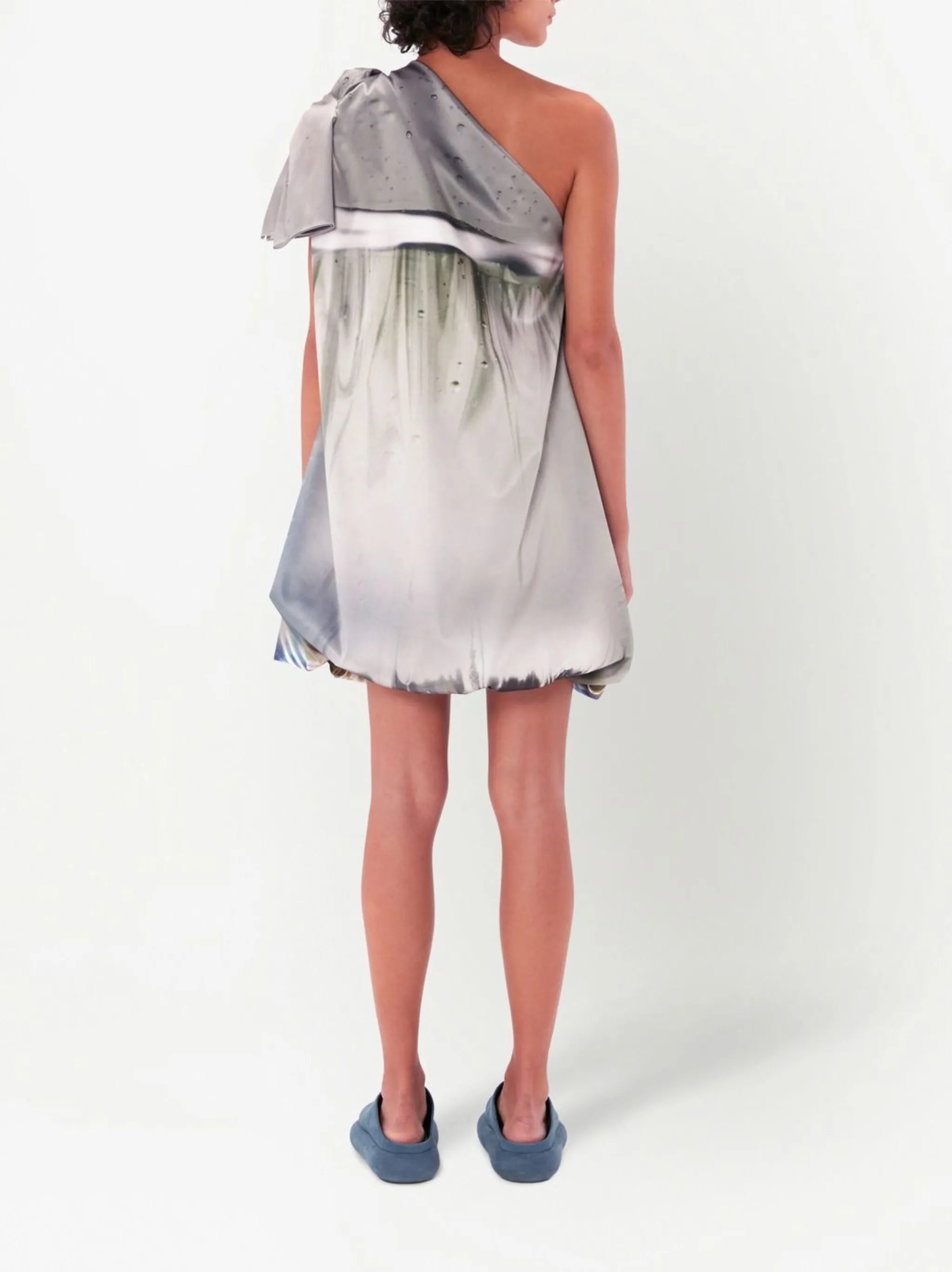 goldfish-print one-shoulder dress