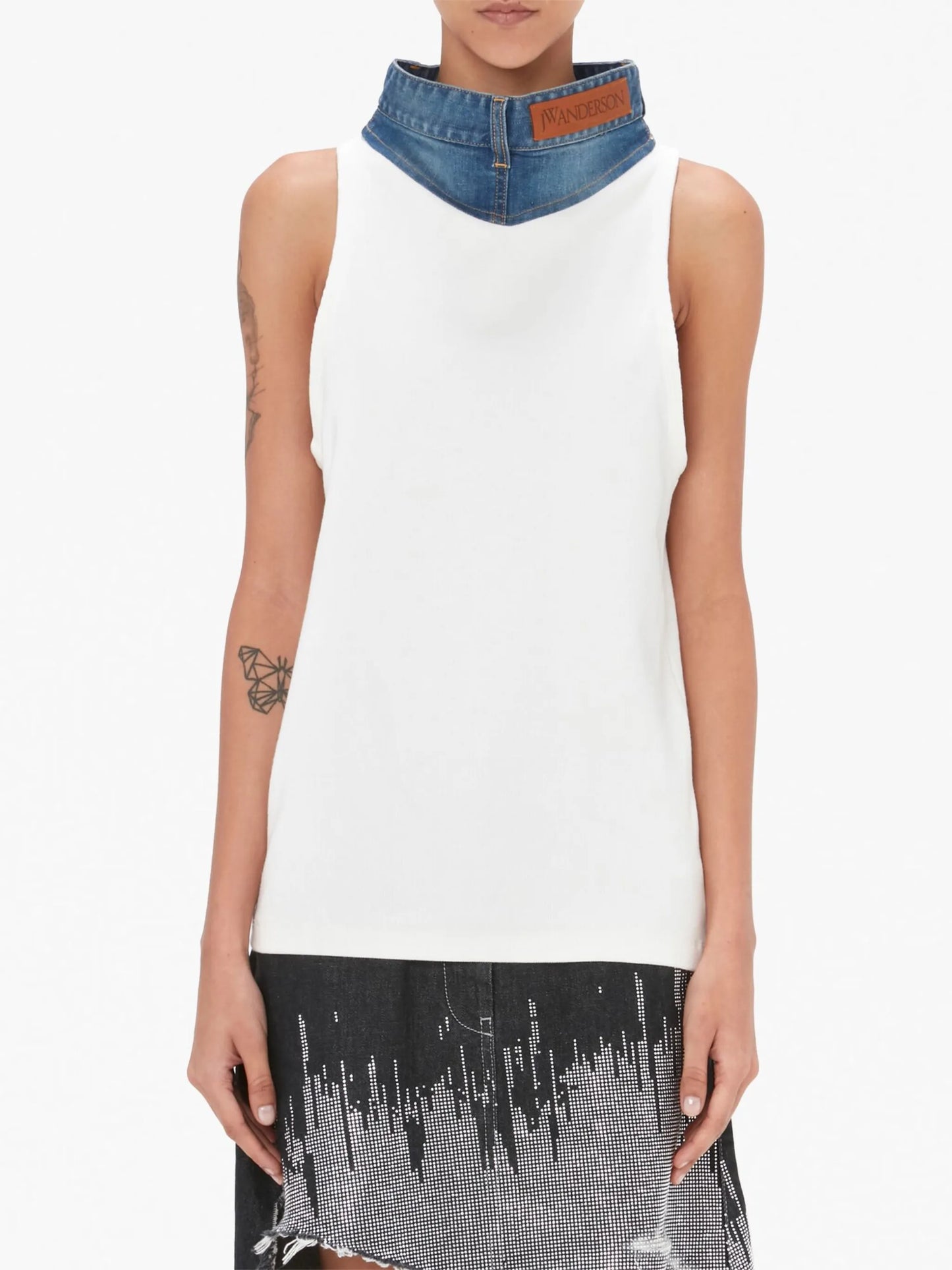 denim collar tank top