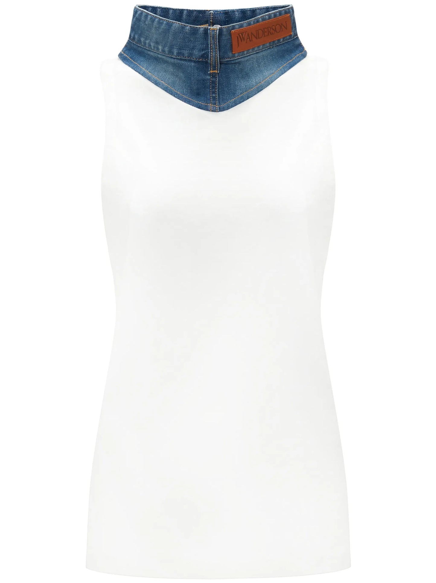 denim collar tank top
