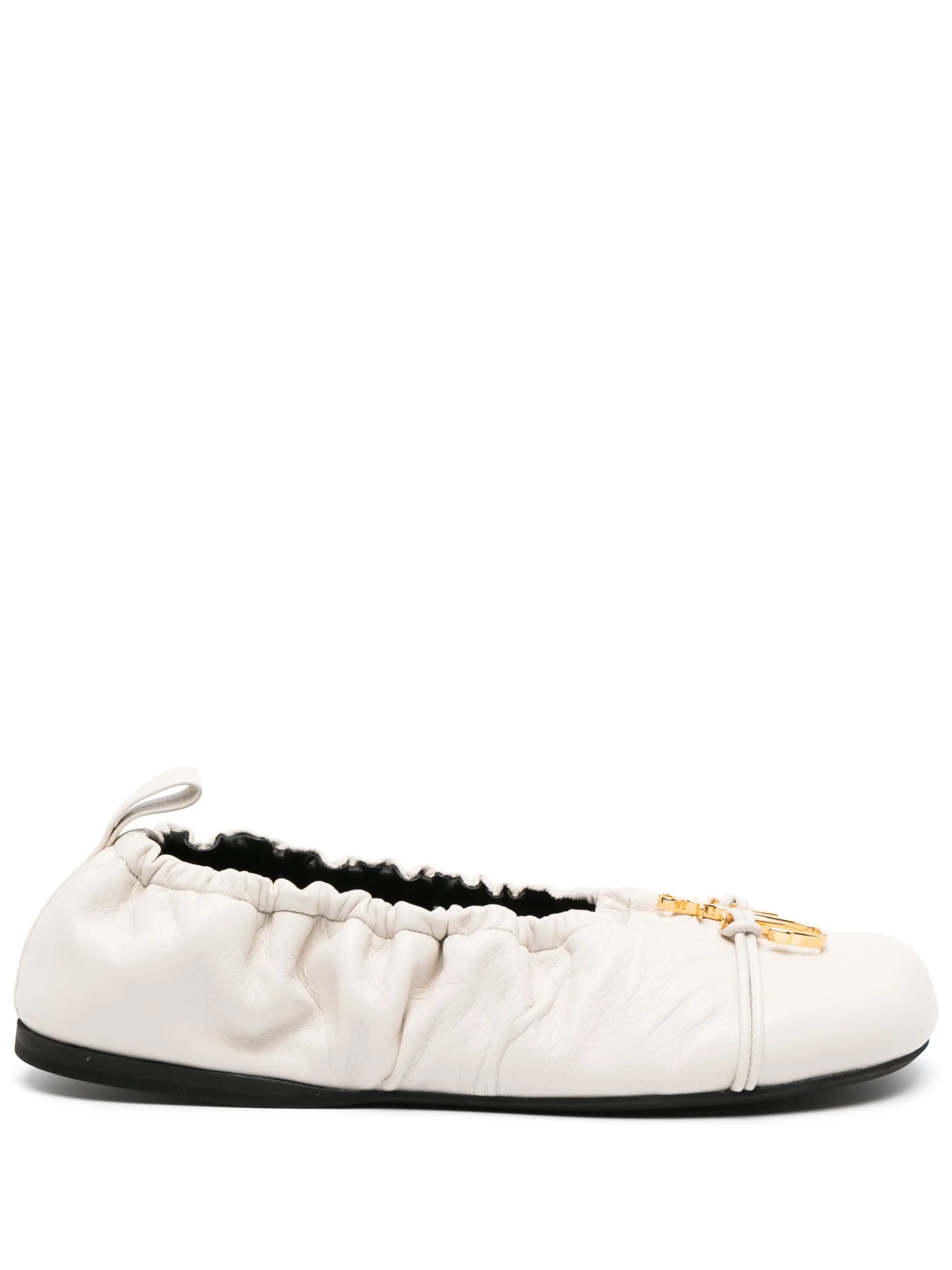 logo-plaque ruched ballerina shoes