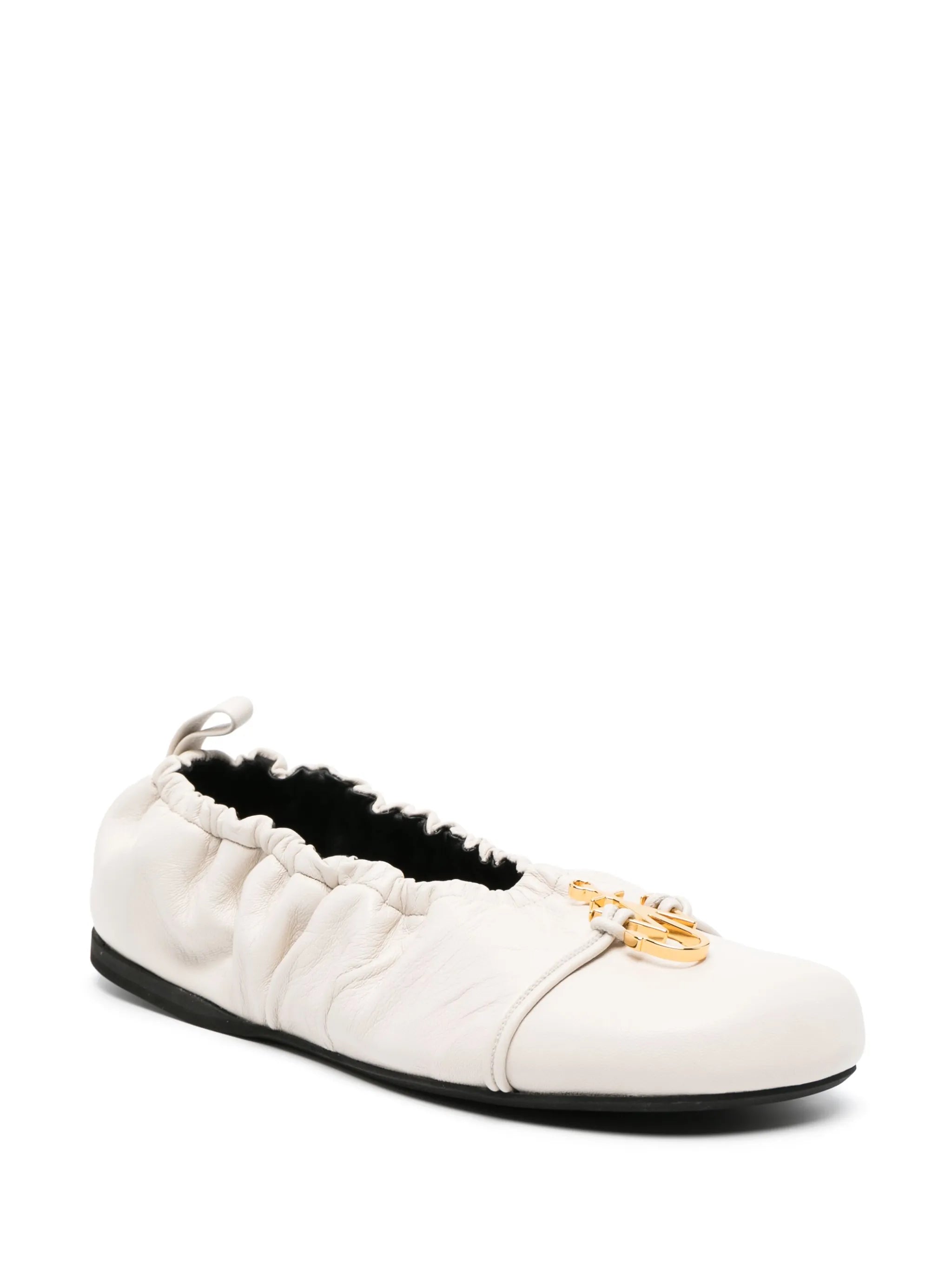 logo-plaque ruched ballerina shoes