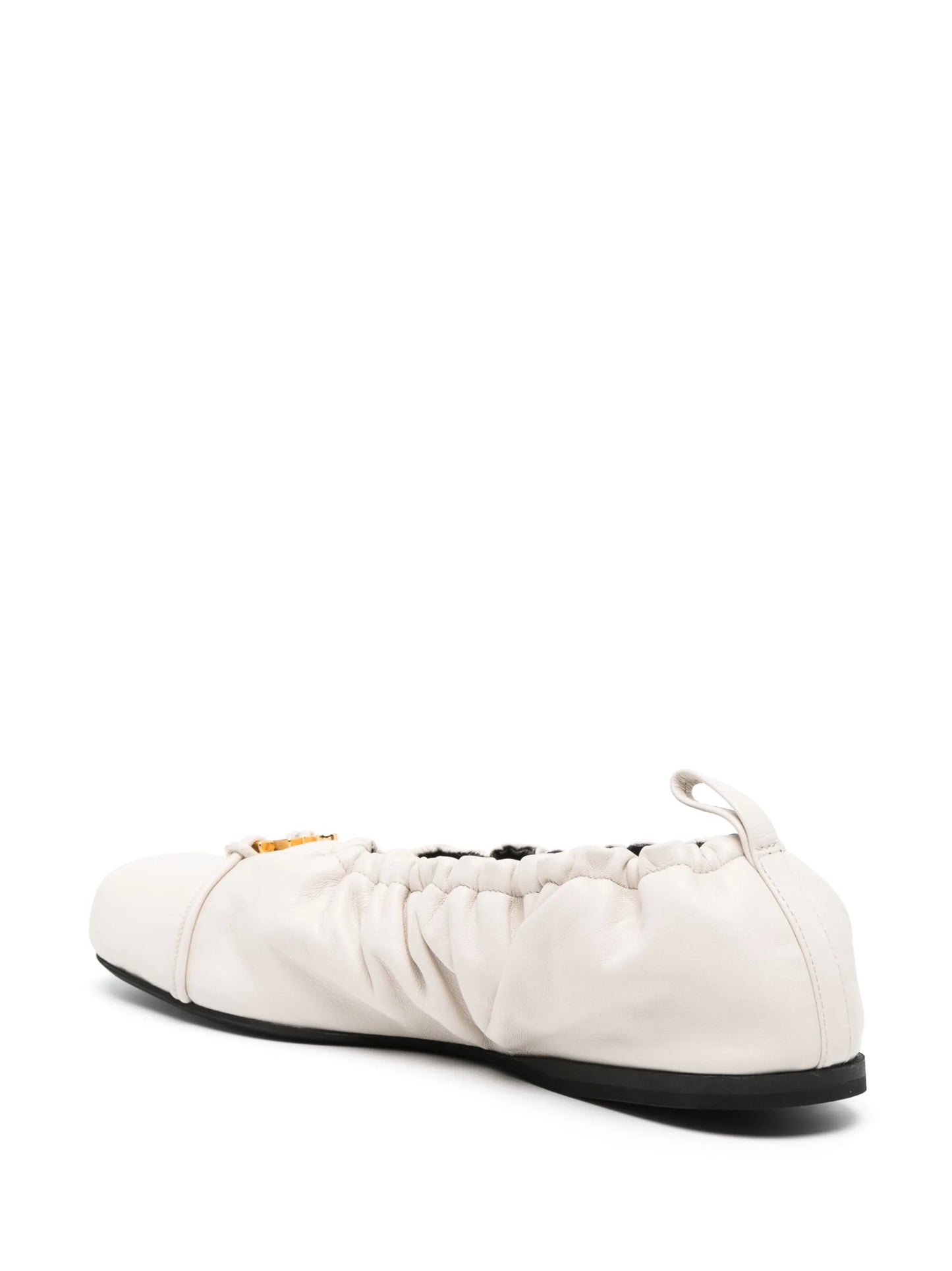 logo-plaque ruched ballerina shoes