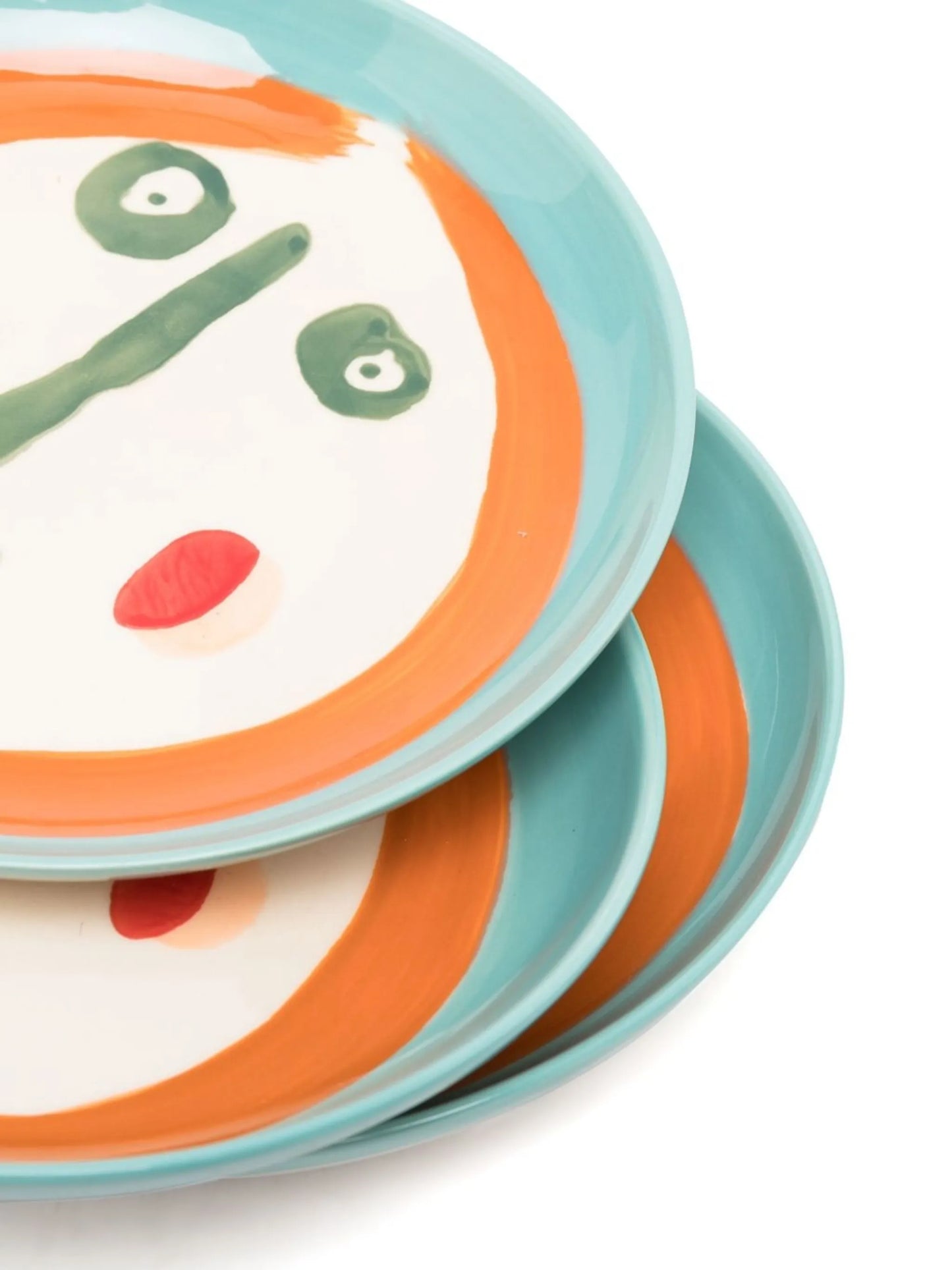 Feast Face 2 abstract-print plate (set of 4)