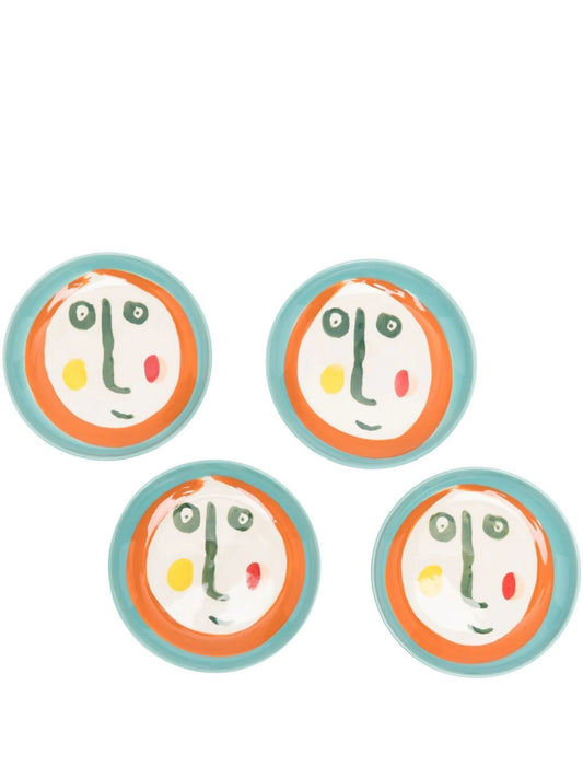 Feast Face 2 abstract-print plate (set of 4)