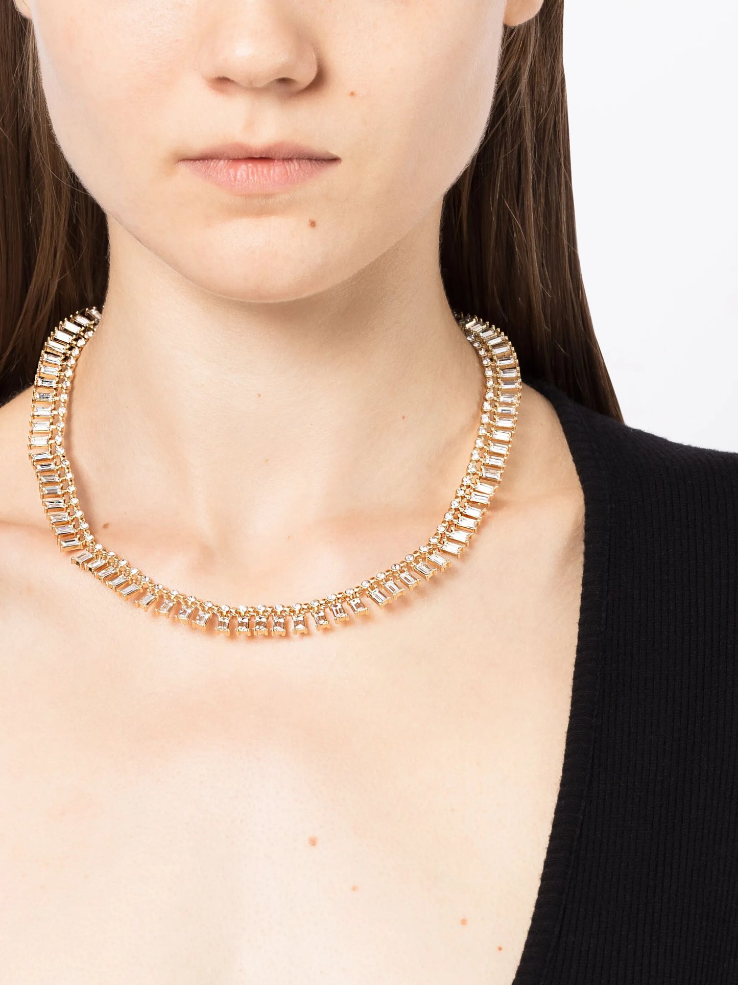 crystal-embellished gold-tone necklace