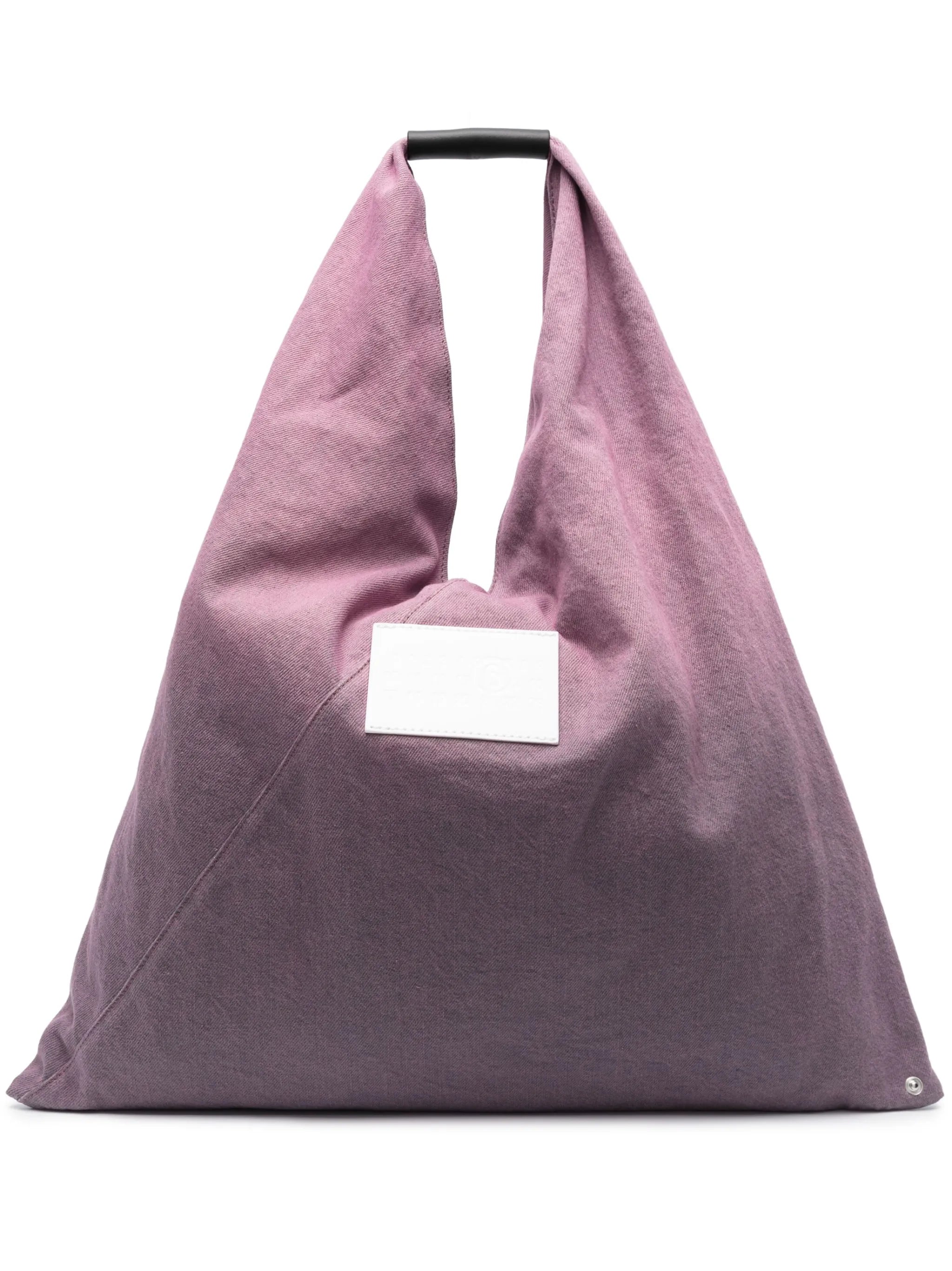 logo-patch denim tote bag