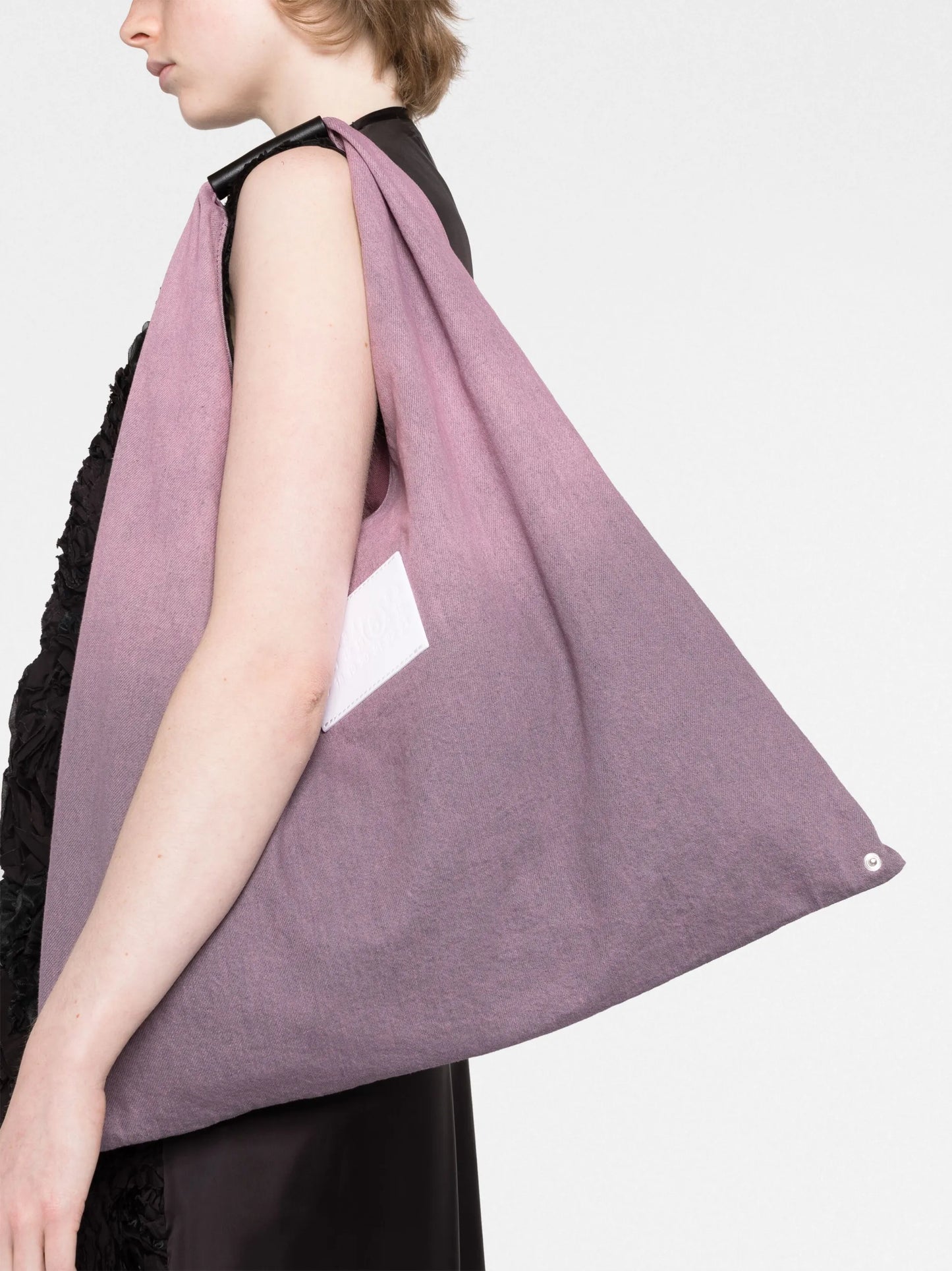 logo-patch denim tote bag