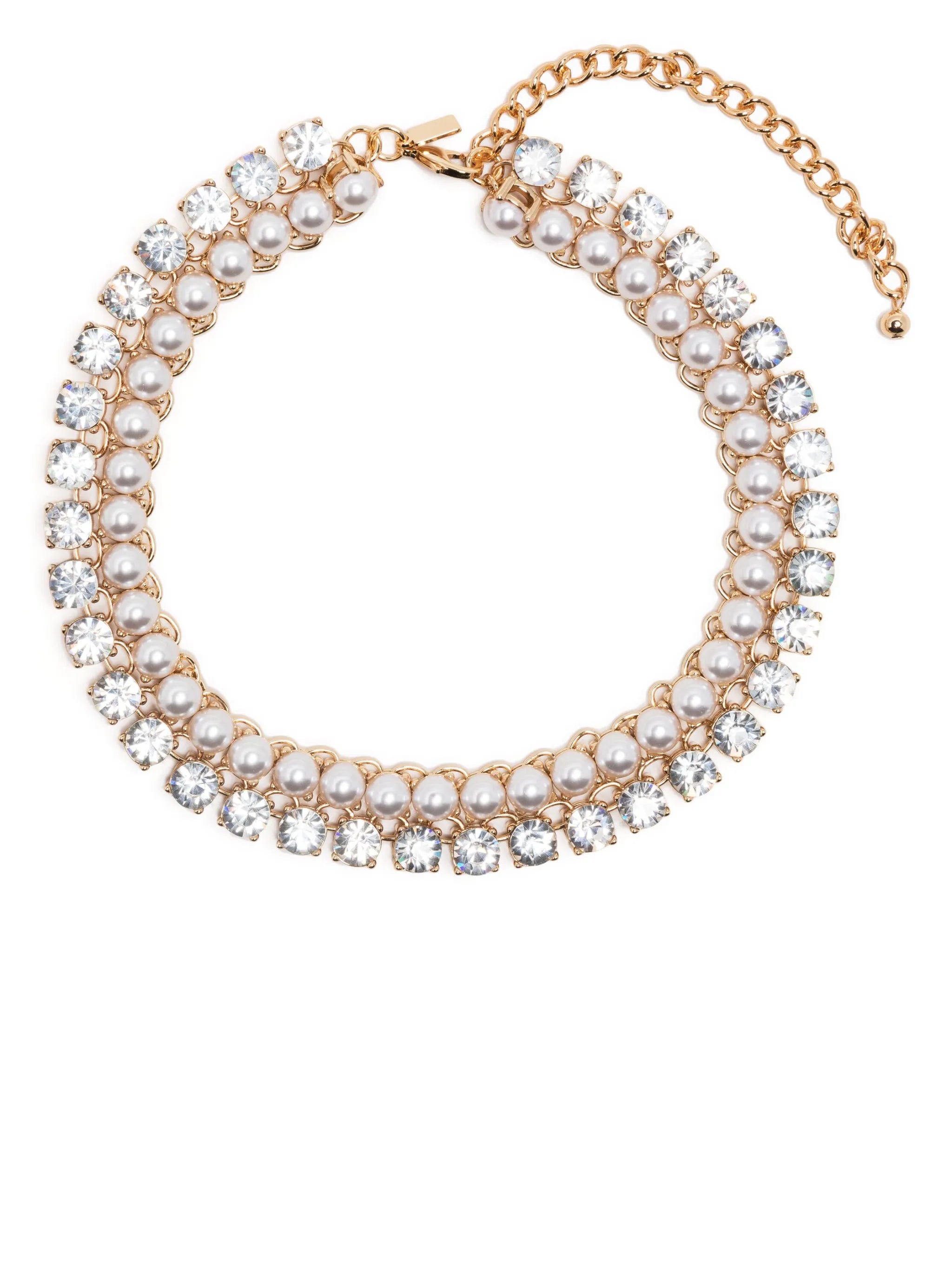 Crystal Pearl chain-link necklace