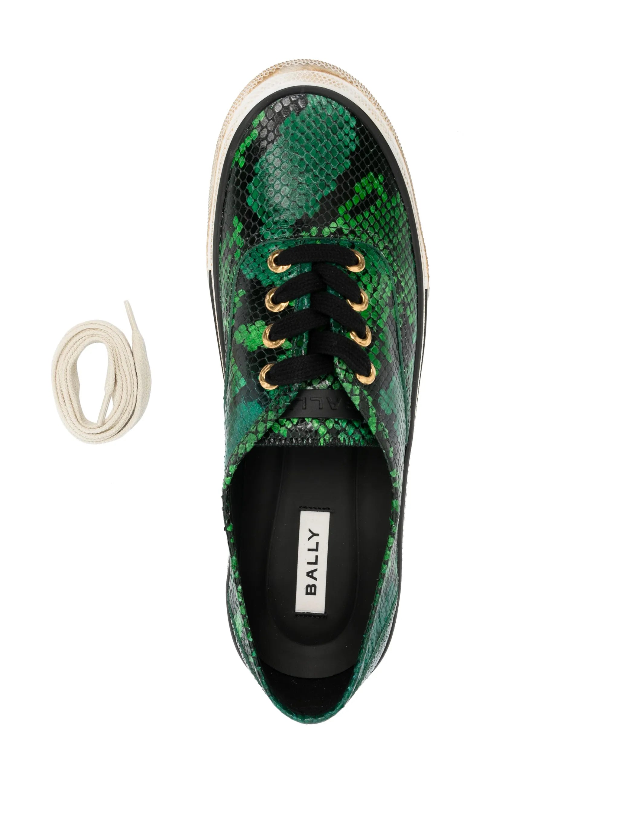 snakeskin-effect lace-up sneakers