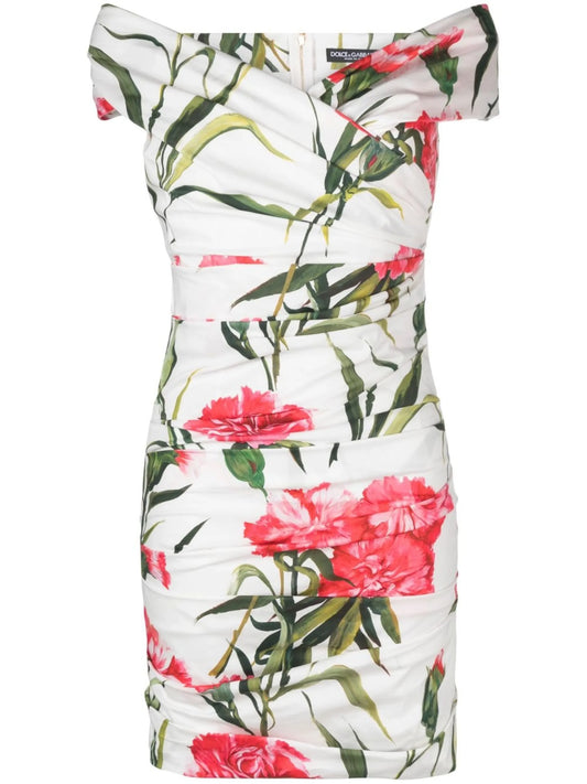 floral-print off-shoulder dress