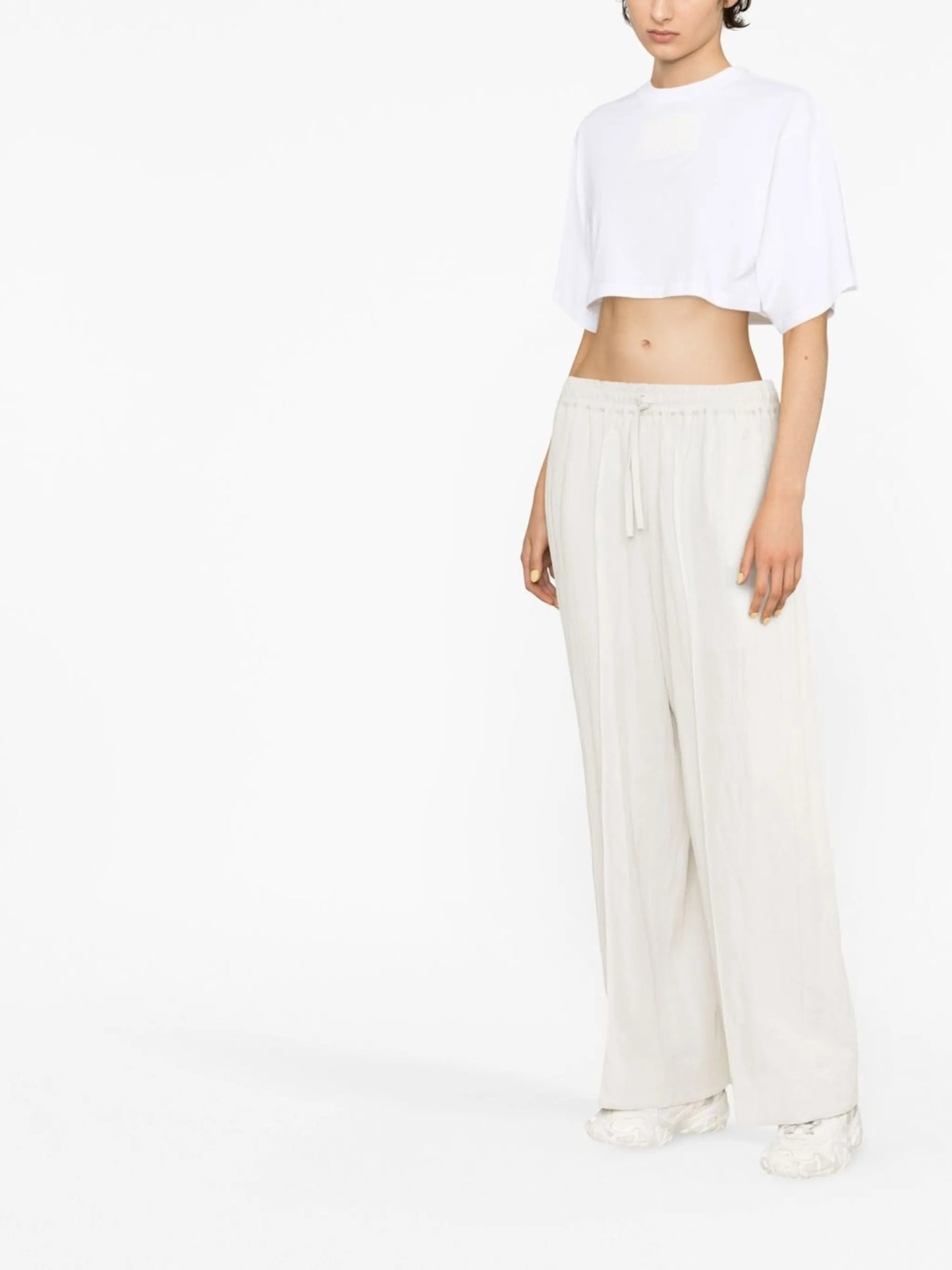 drawstring wide-leg trousers