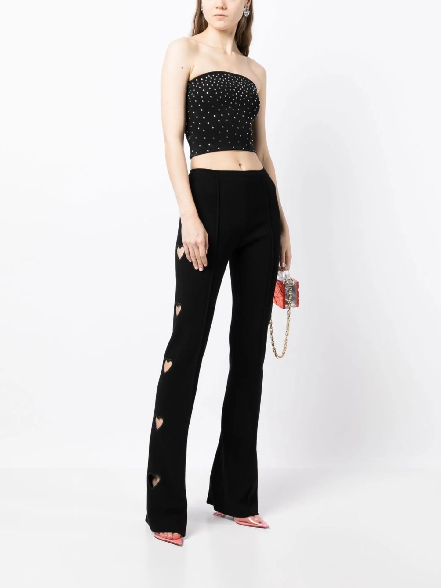 cut-out detail flared trousers