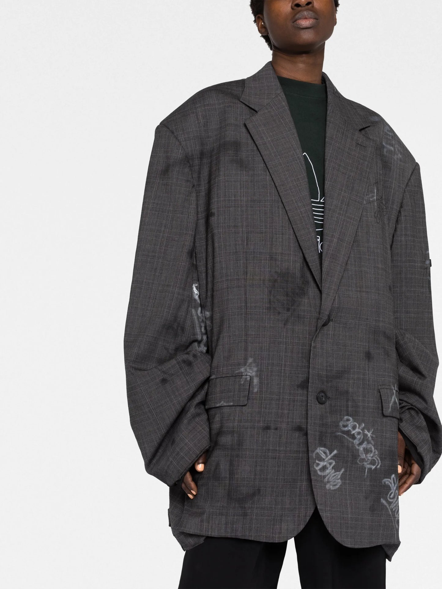 plaid single-breasted blazer