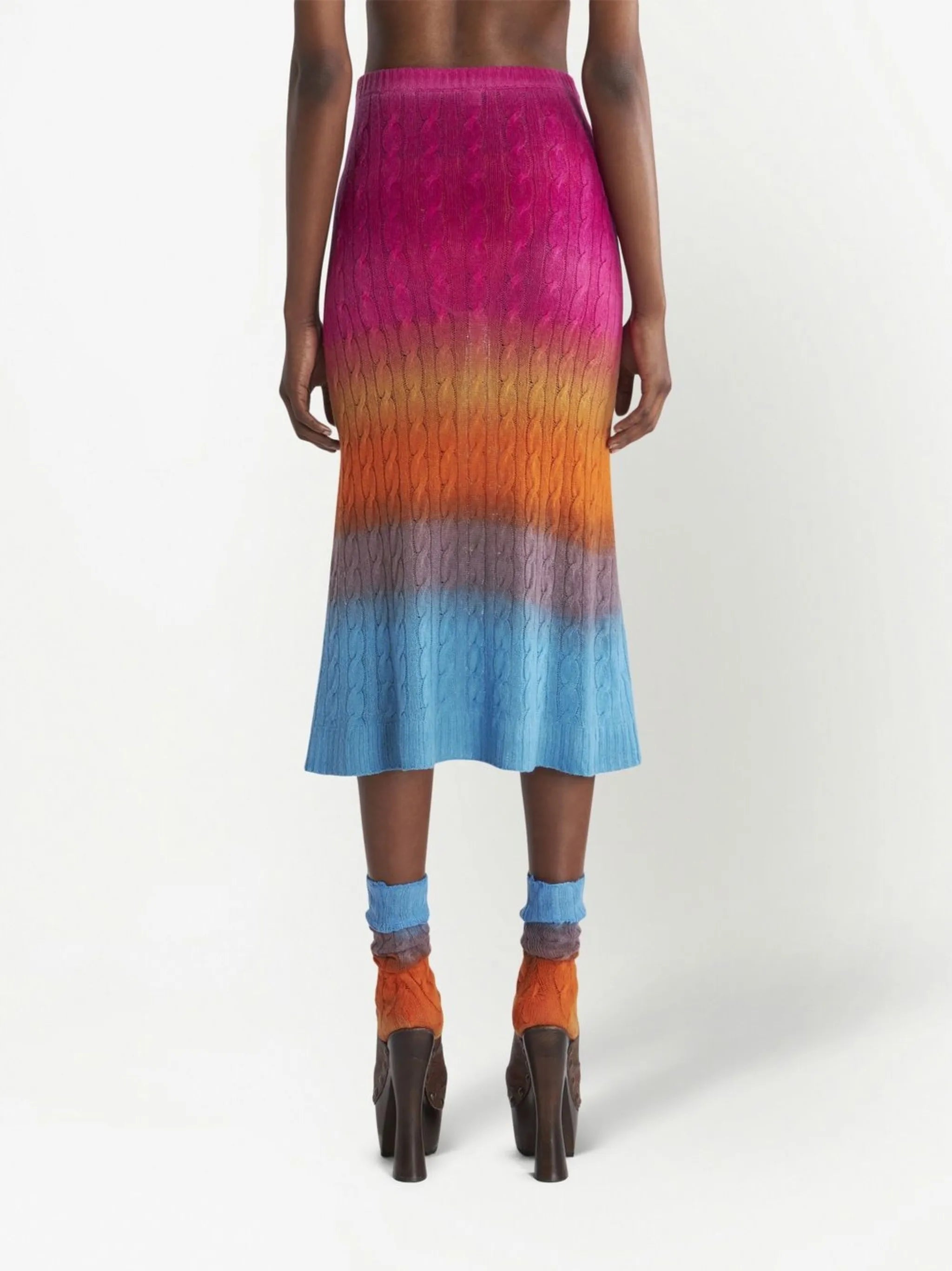 cable-knit midi skirt