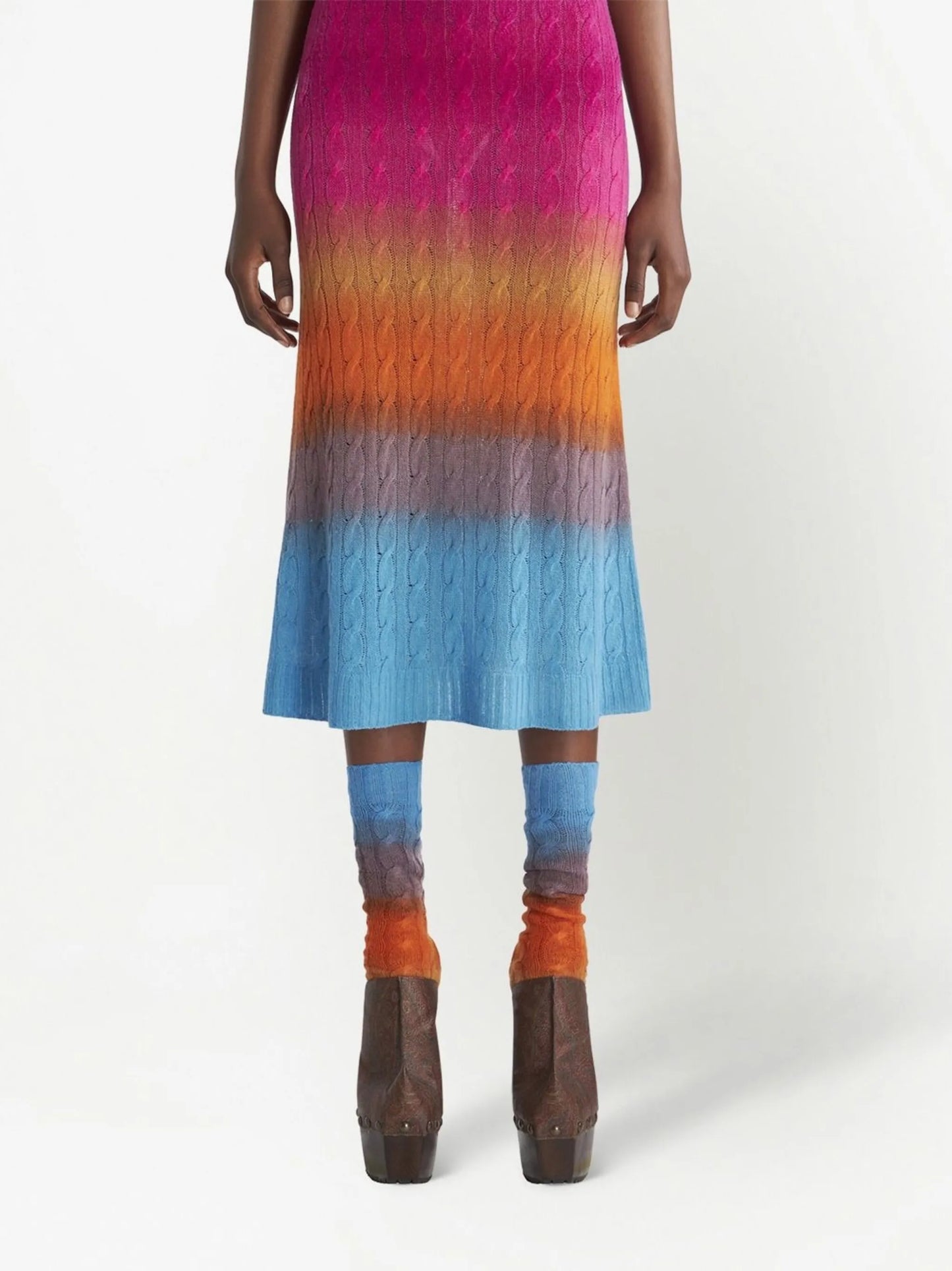 cable-knit midi skirt