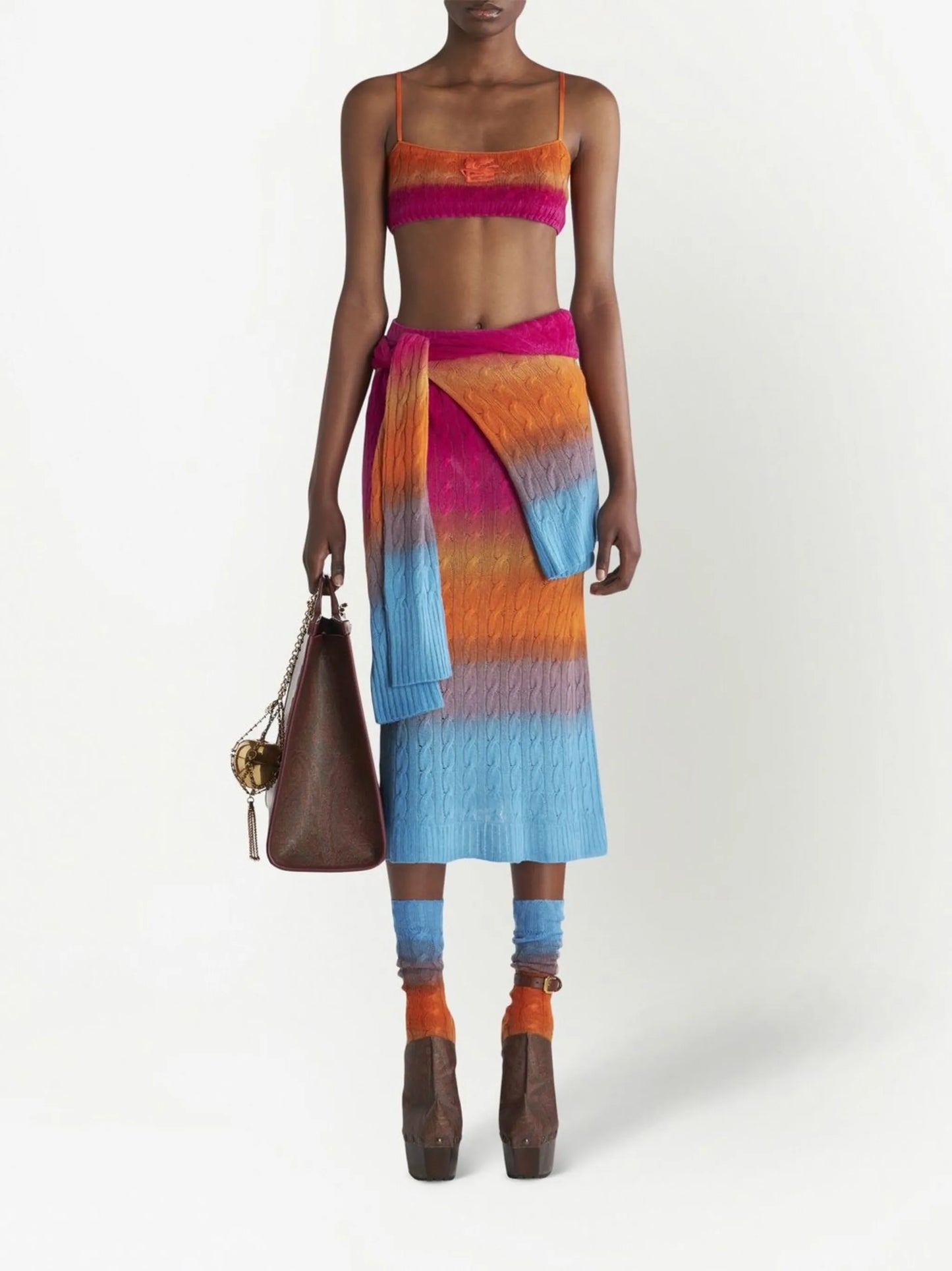 cable-knit midi skirt