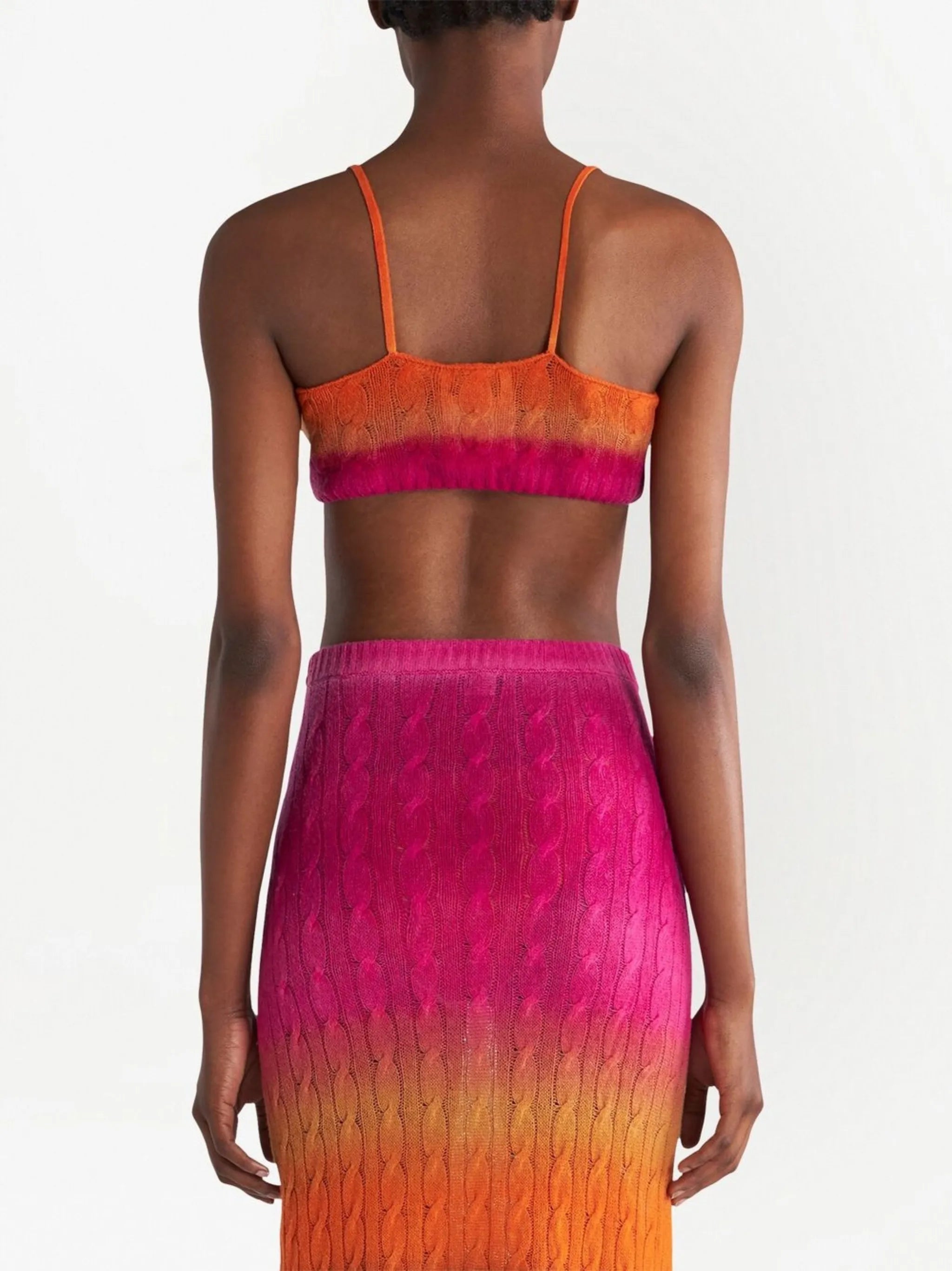 embroidered-logo cable-knit bralette