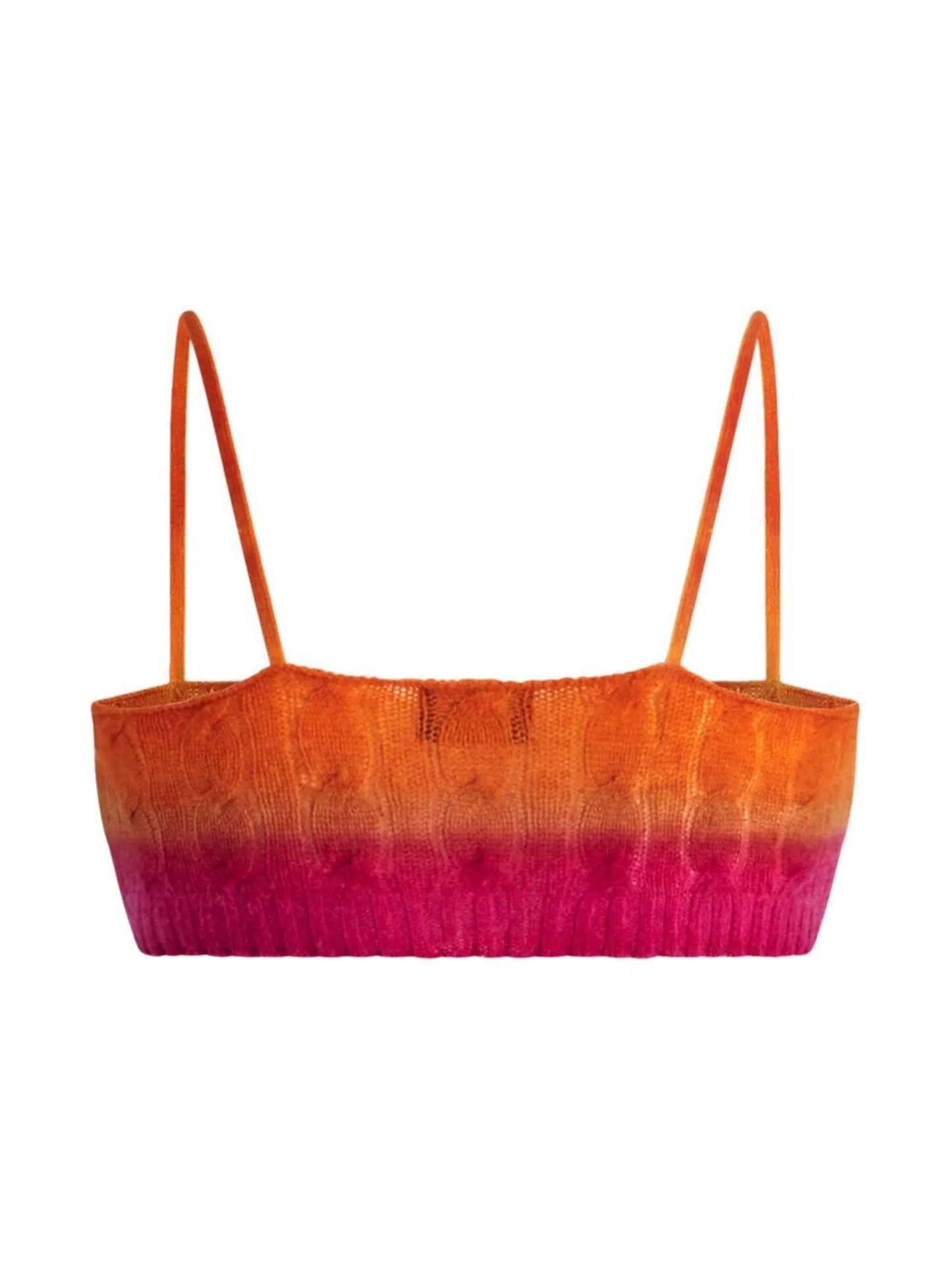 embroidered-logo cable-knit bralette