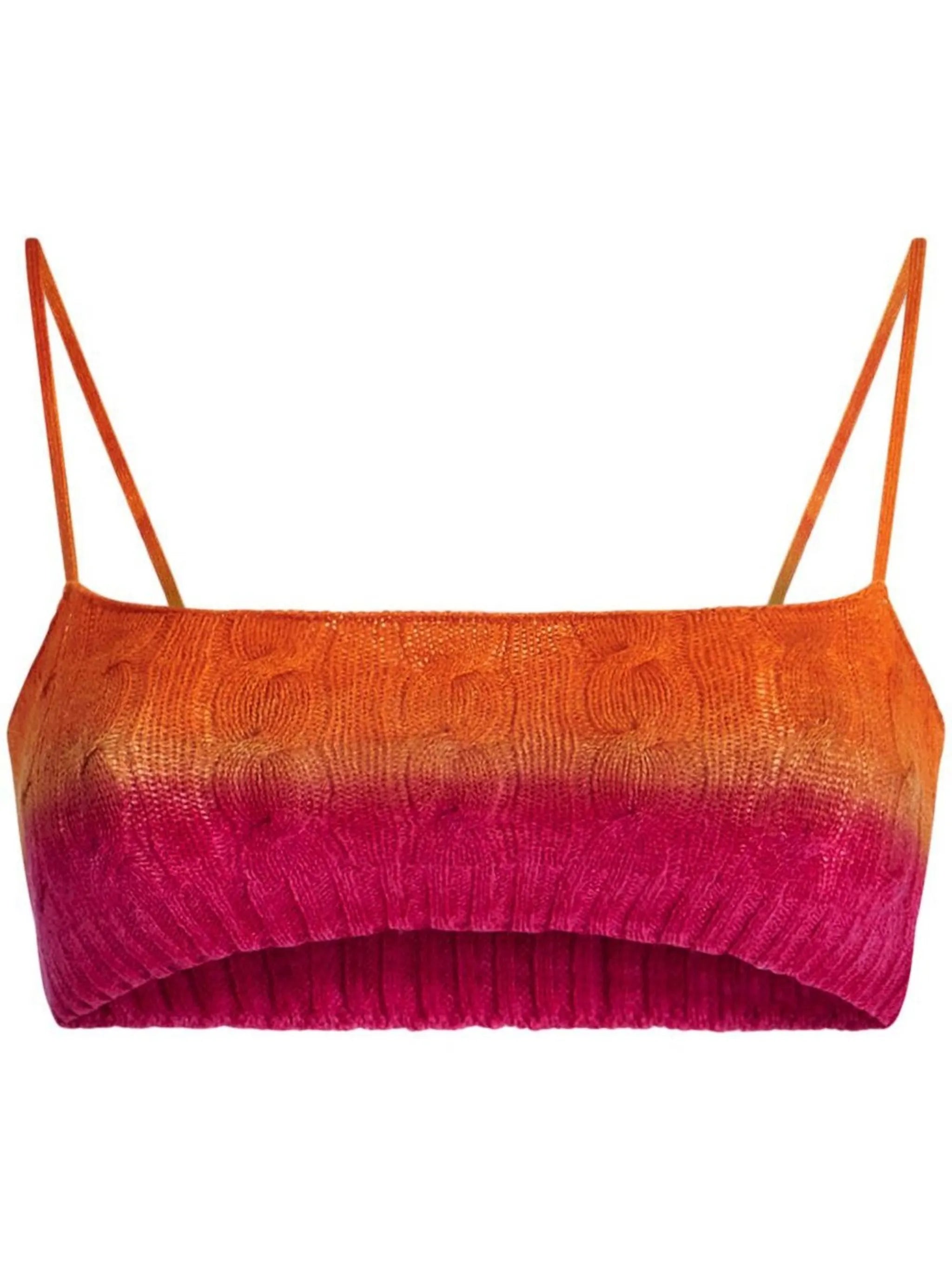 embroidered-logo cable-knit bralette
