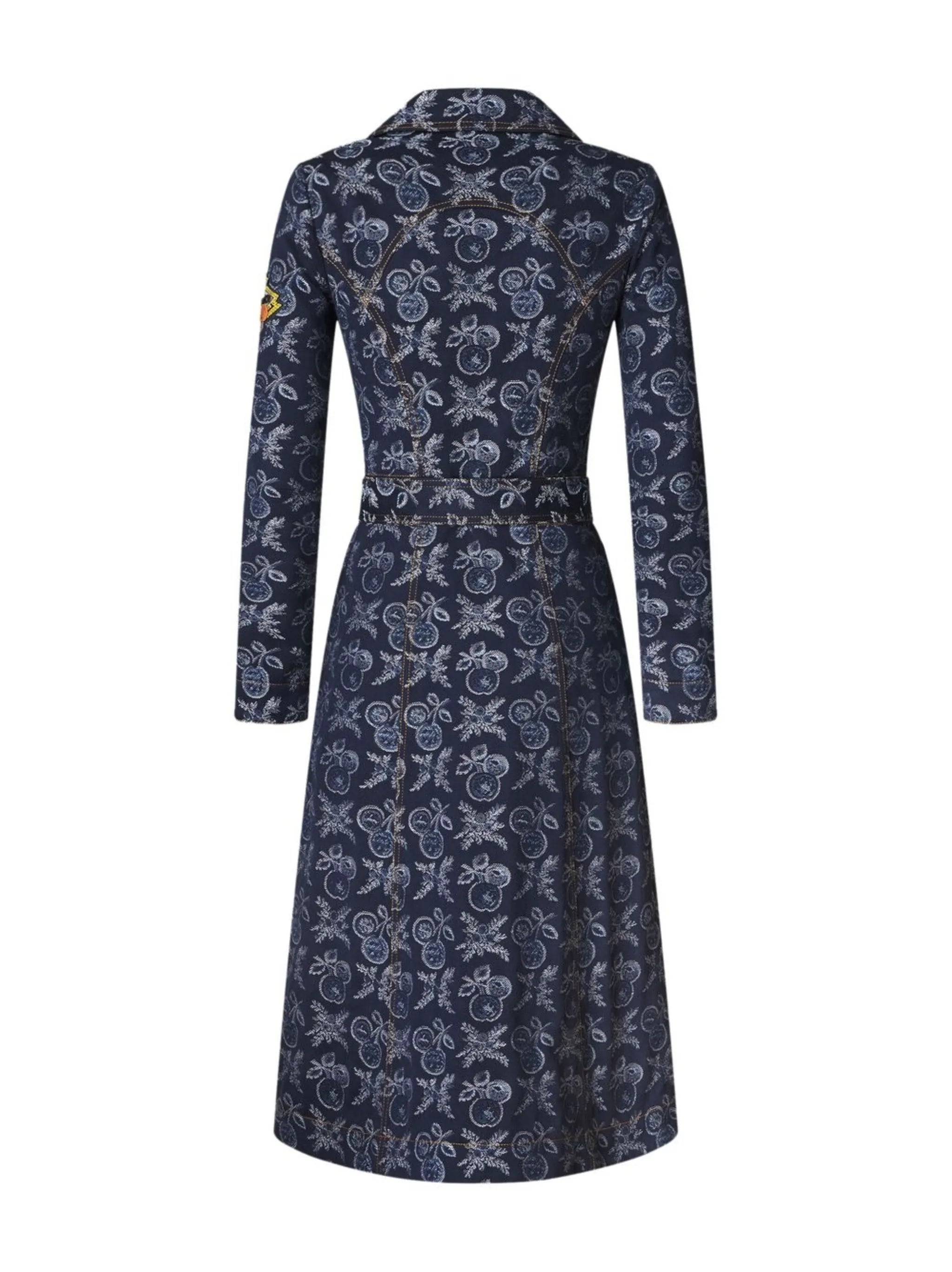 floral-jacquard belted dress