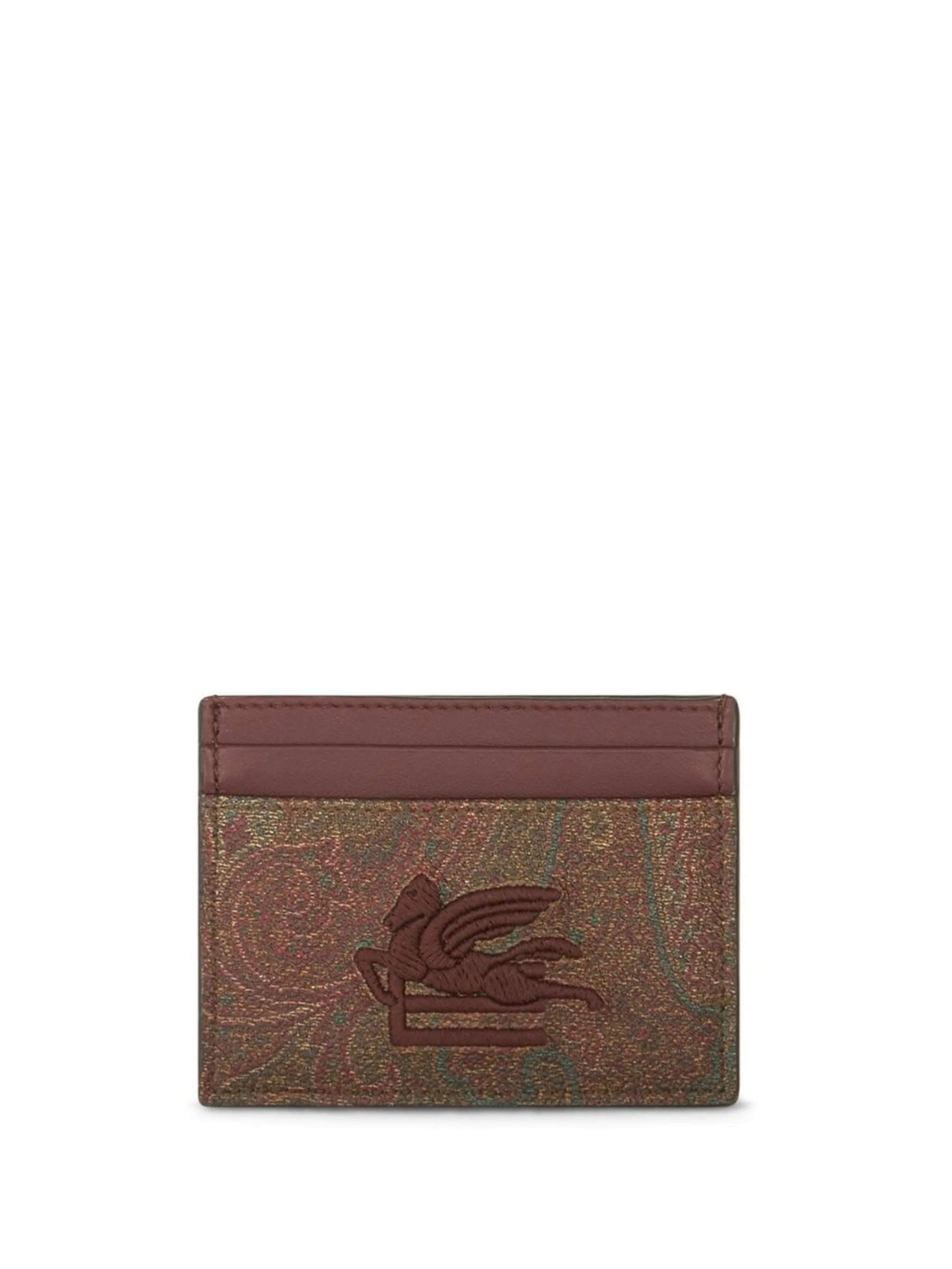 paisley-print embroidered cardholder