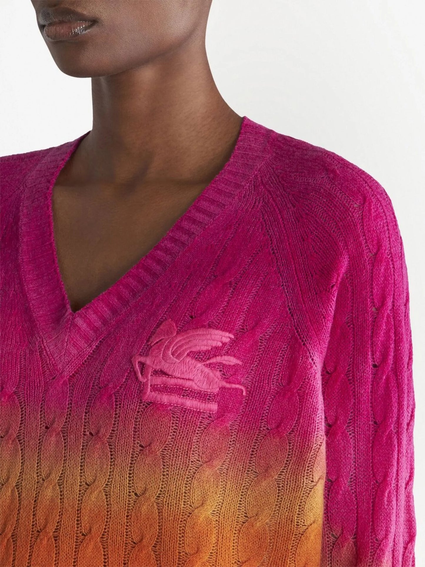 embroidered-logo V-neck jumper