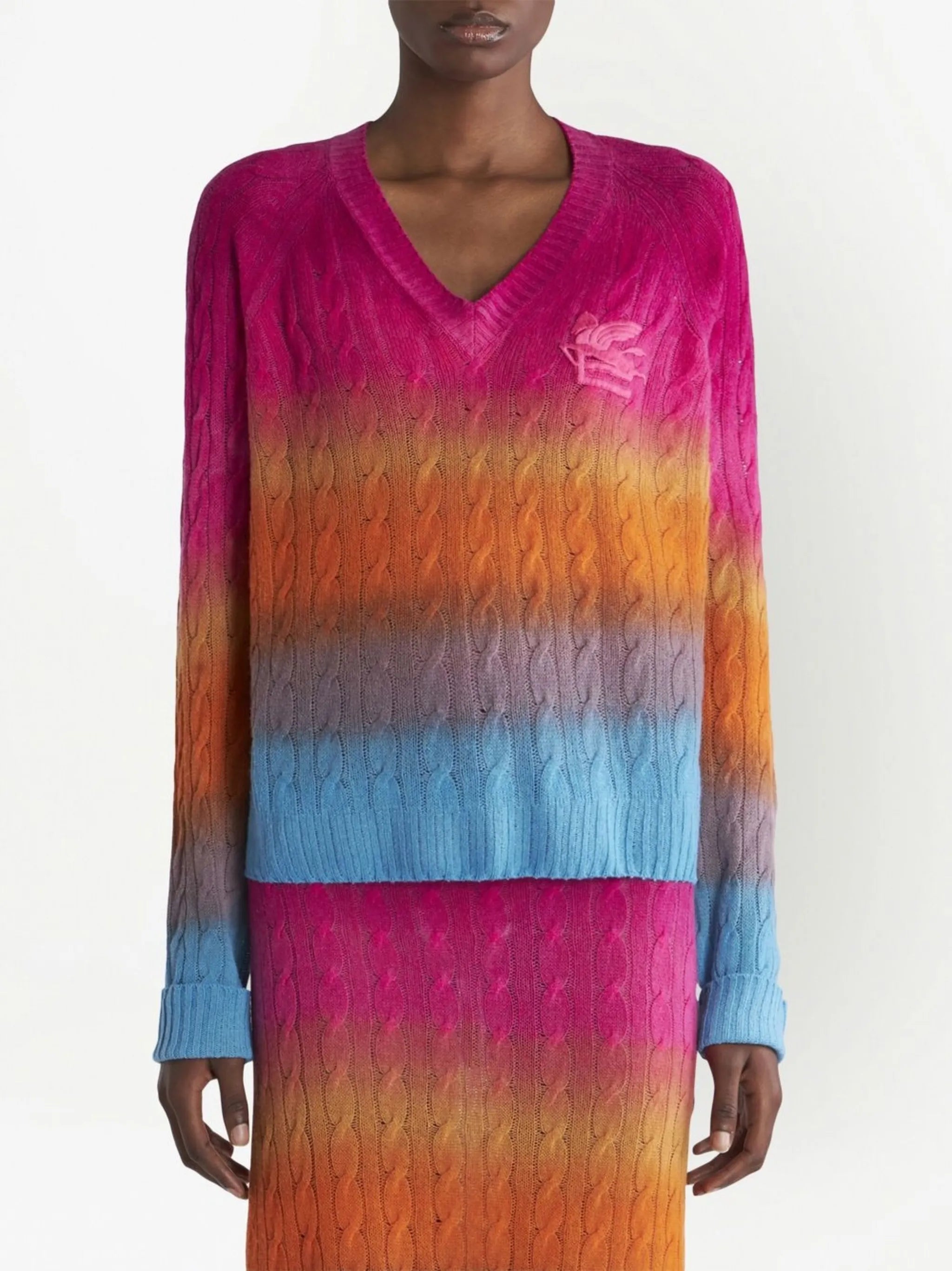 embroidered-logo V-neck jumper