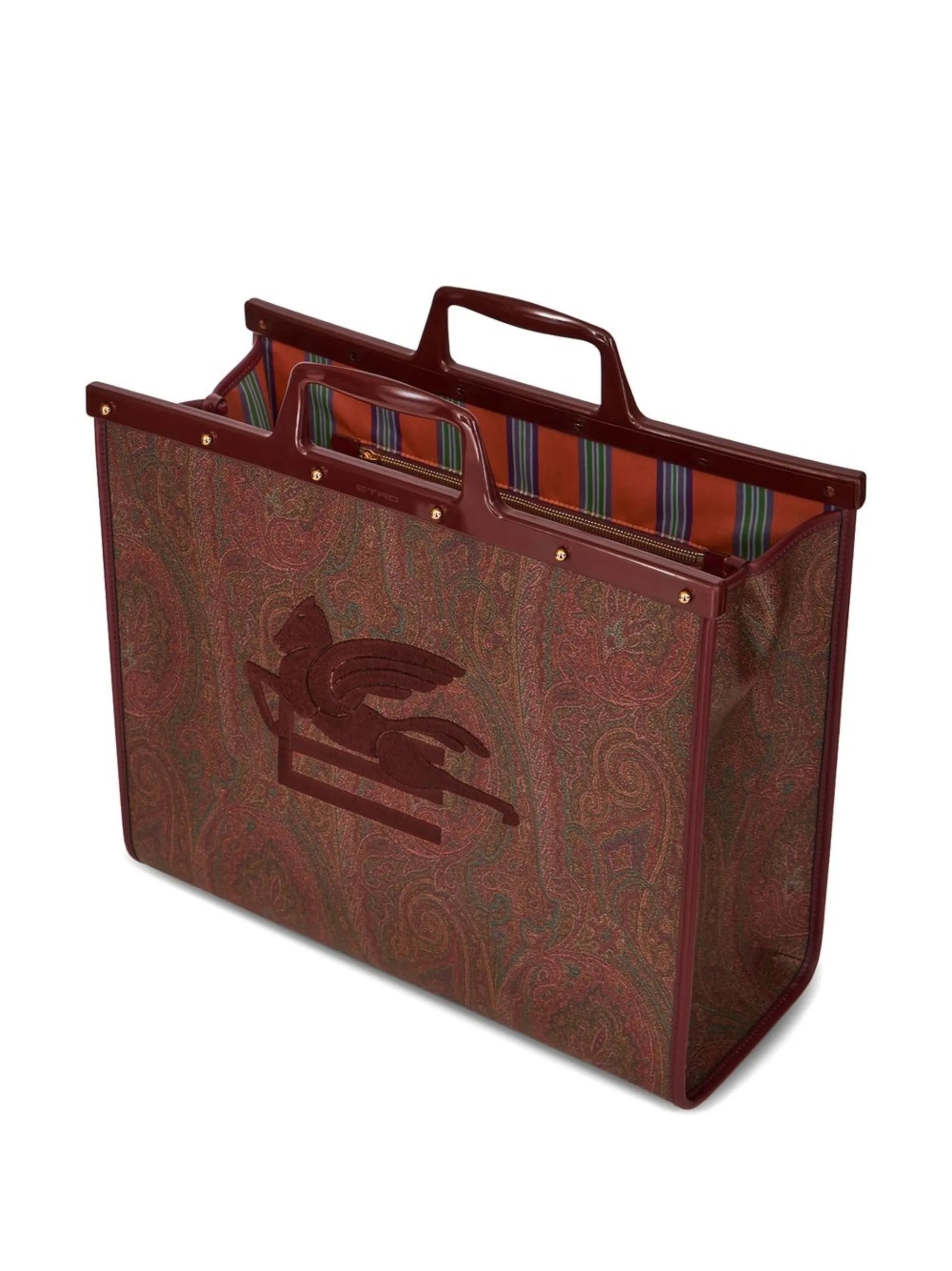 paisley-print embroidered tote bag