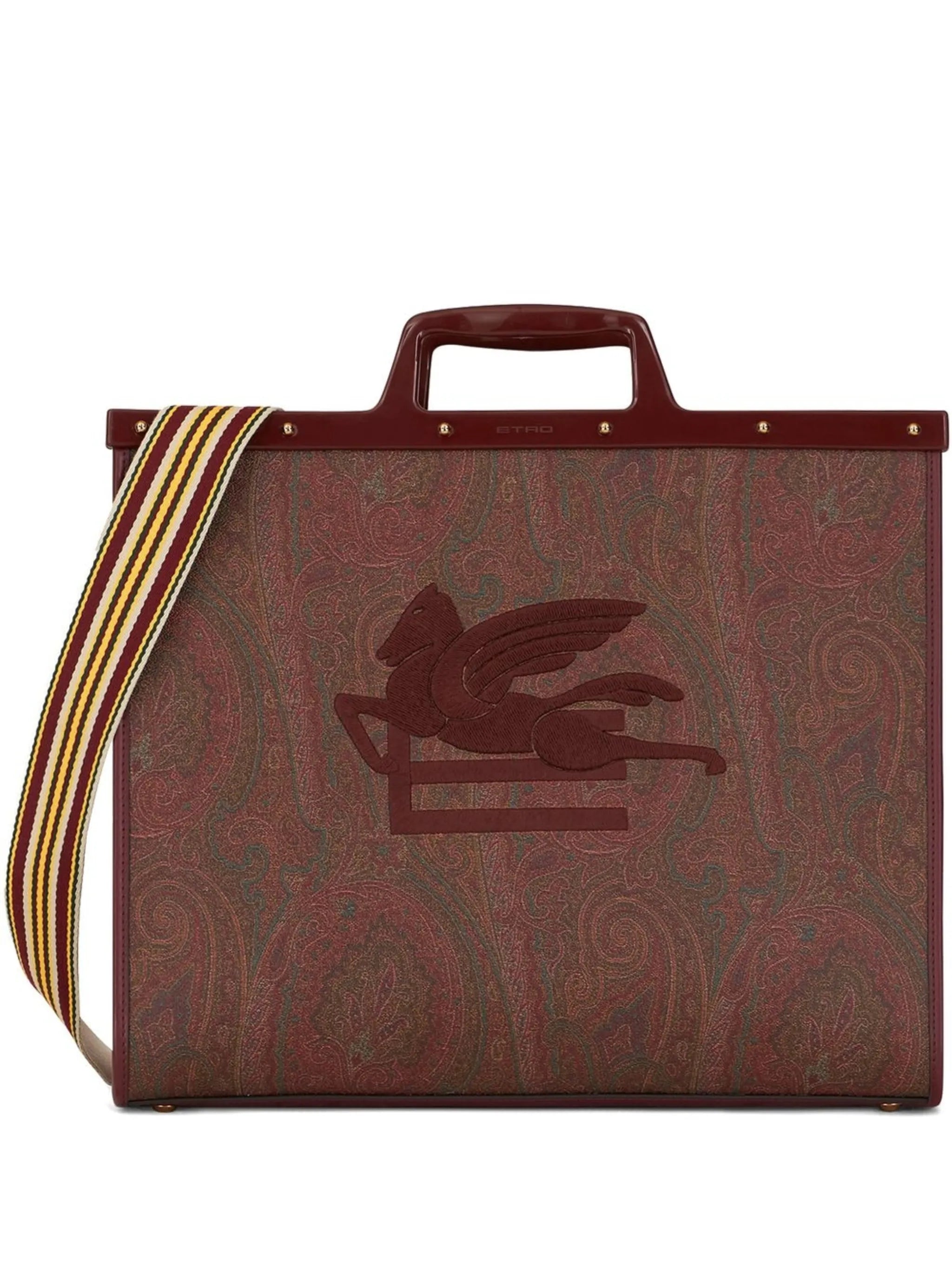 paisley-print embroidered tote bag
