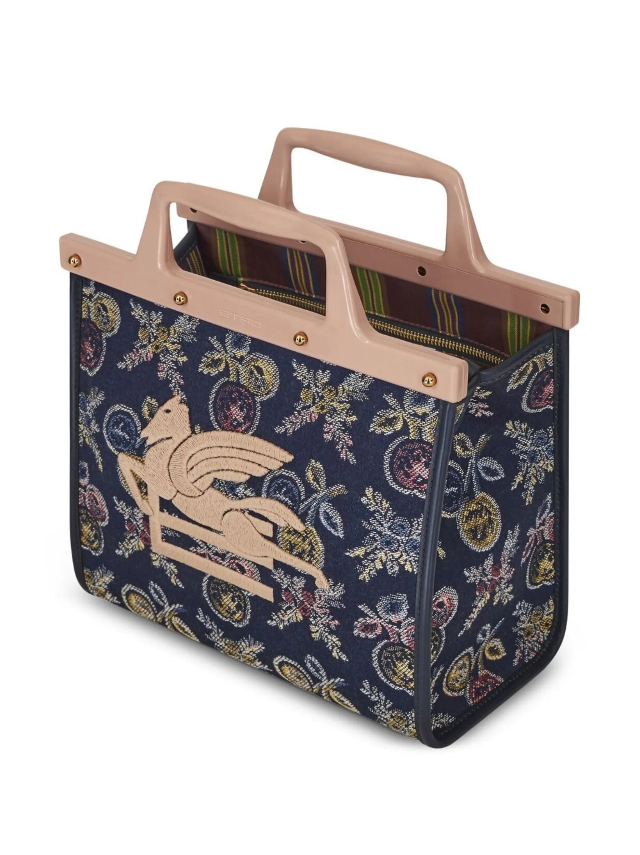 logo-embroidered jacquard tote bag
