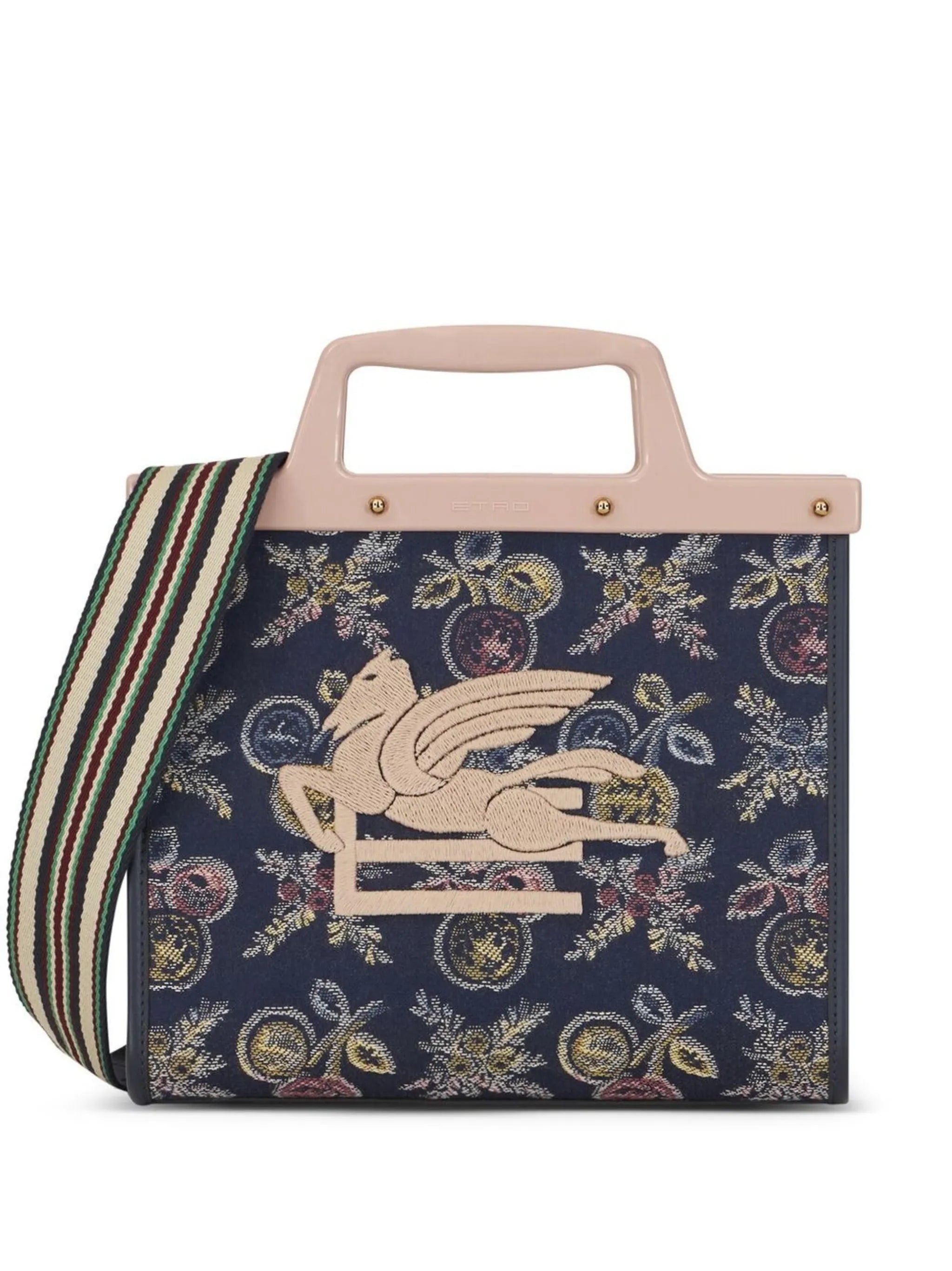logo-embroidered jacquard tote bag